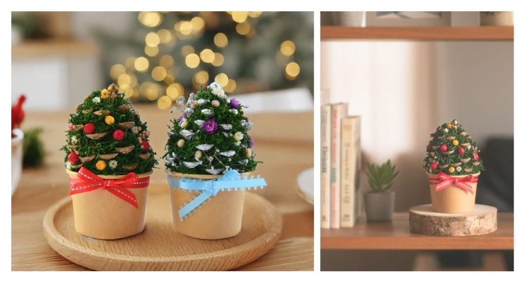 【完成品】プリザーブドモスのミニツリー 2個セット