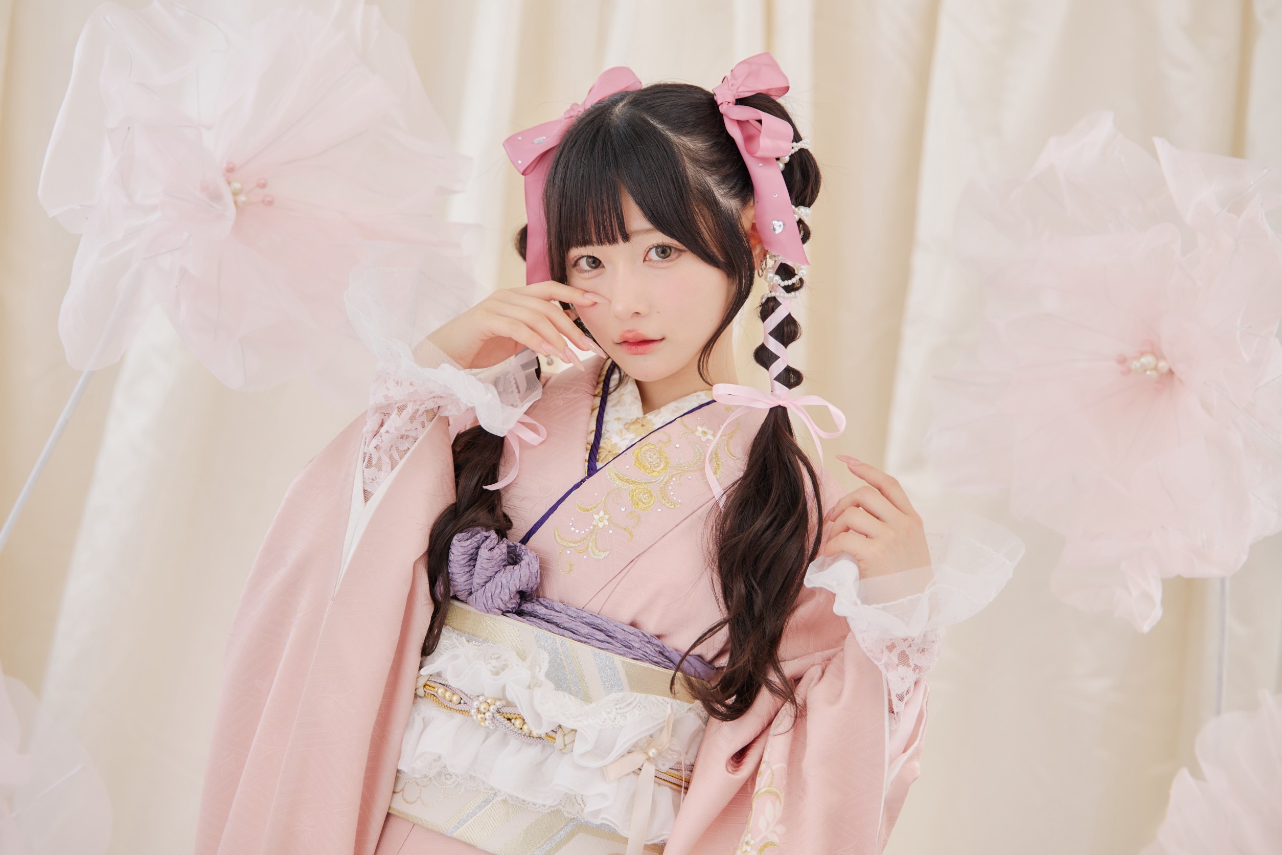 ピンク振袖コーデ特集・SIMPLE PINK♡逃げ水あむ