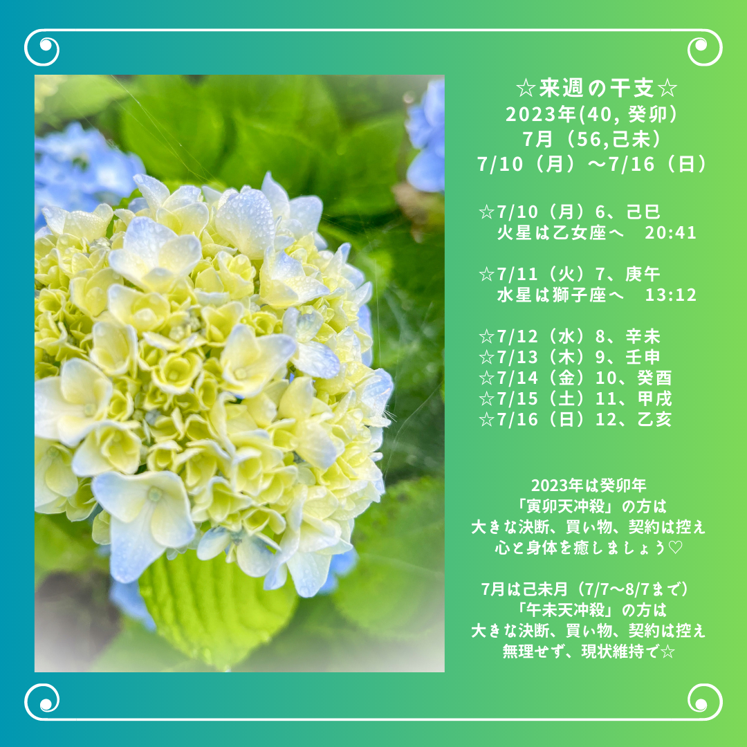 ☆来週の干支☆ 2023年（癸卯）  7/10（月）〜7/16（日）
