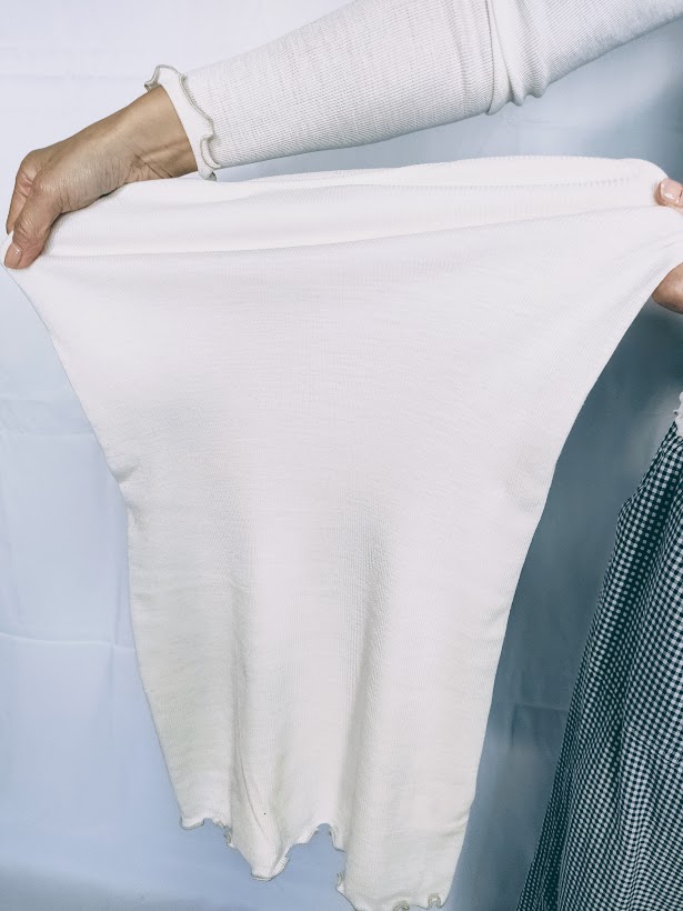 お肌に最高にやさしいのに洗えて、しかも丸同なので脇に縫い目が無くてストレスフリーなお話