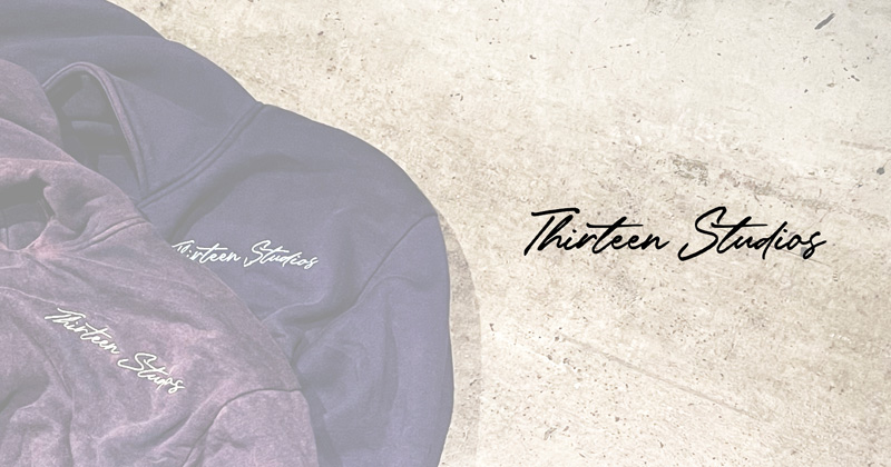 『"Thirteen Studios" Acid Washed Reversible Hoodie』