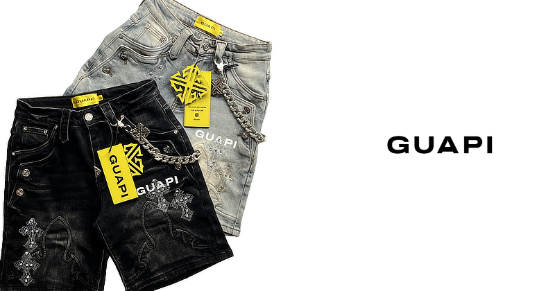 『"GUAPI" FADE CROSS DENIM SHORTS 』