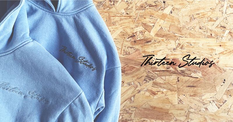 『"Thirteen Studios" Acid Washed Reversible Hoodie』