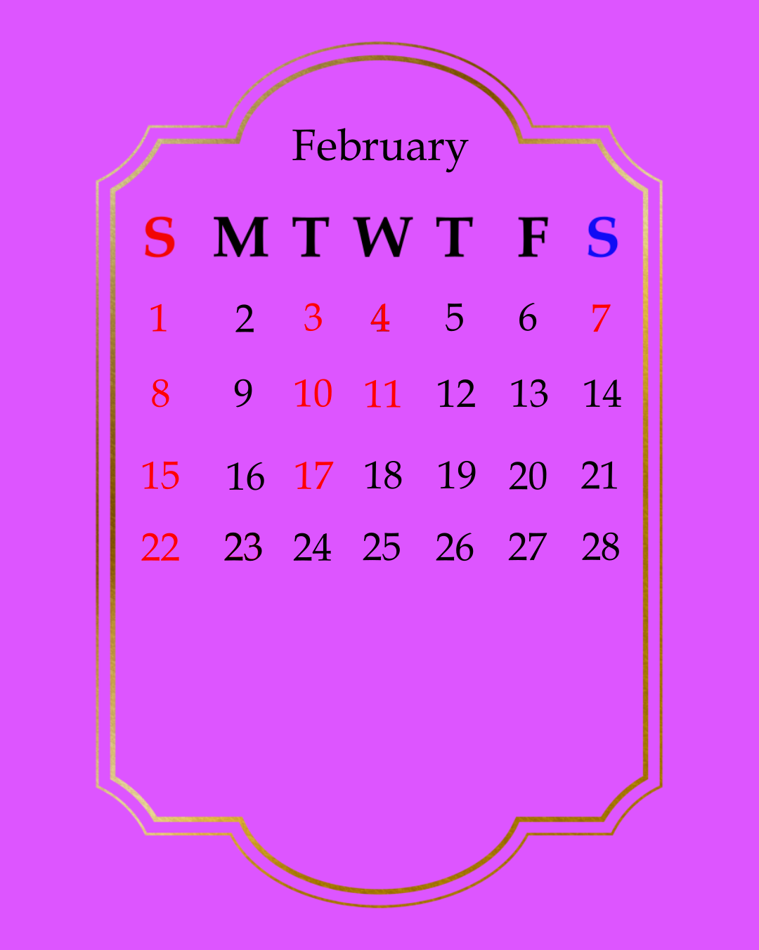 〖2月カレンダー〗