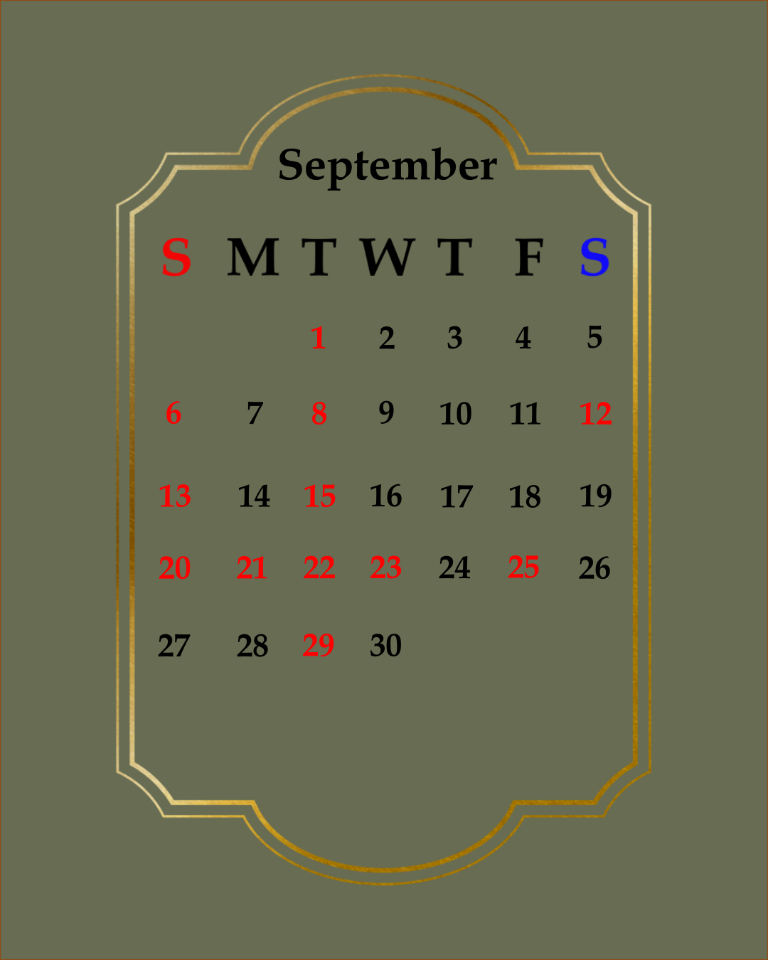 〖9月カレンダー〗