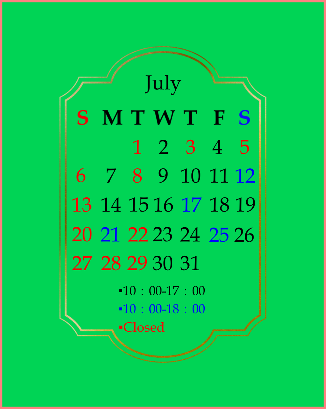 〖7月CALENDER〗