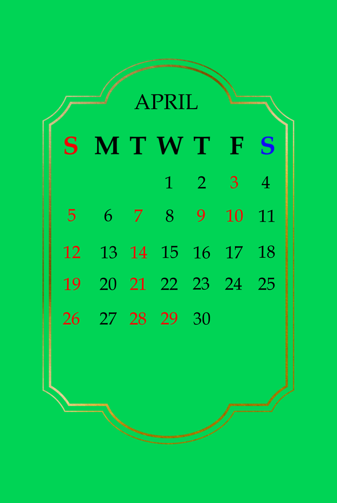 〖4月カレンダー〗