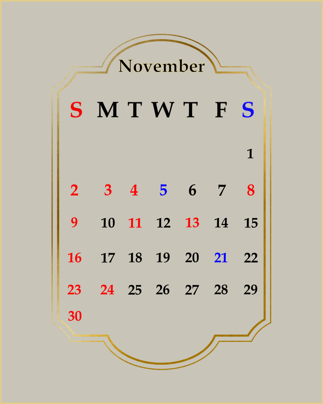 〖11月カレンダー〗