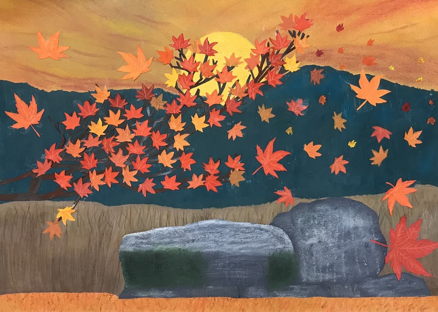 奈良の風景シリーズ11月 『紅葉舞う石舞台』 完成しました。
