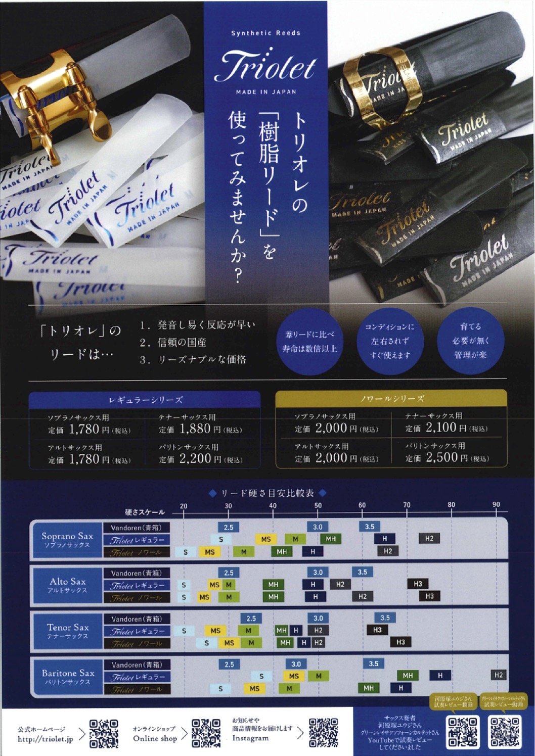 Trioret（トリオレ）サックス樹脂リードのご紹介