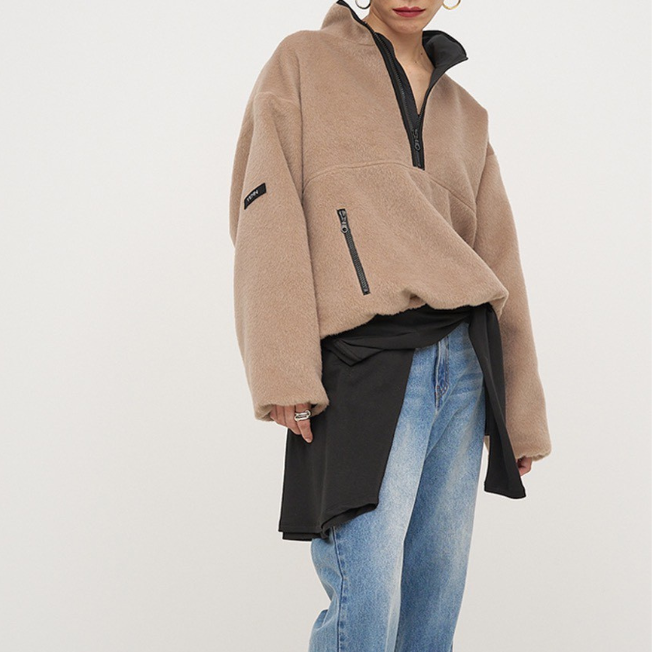 【YENN】SHAGGY HALF ZIP JK