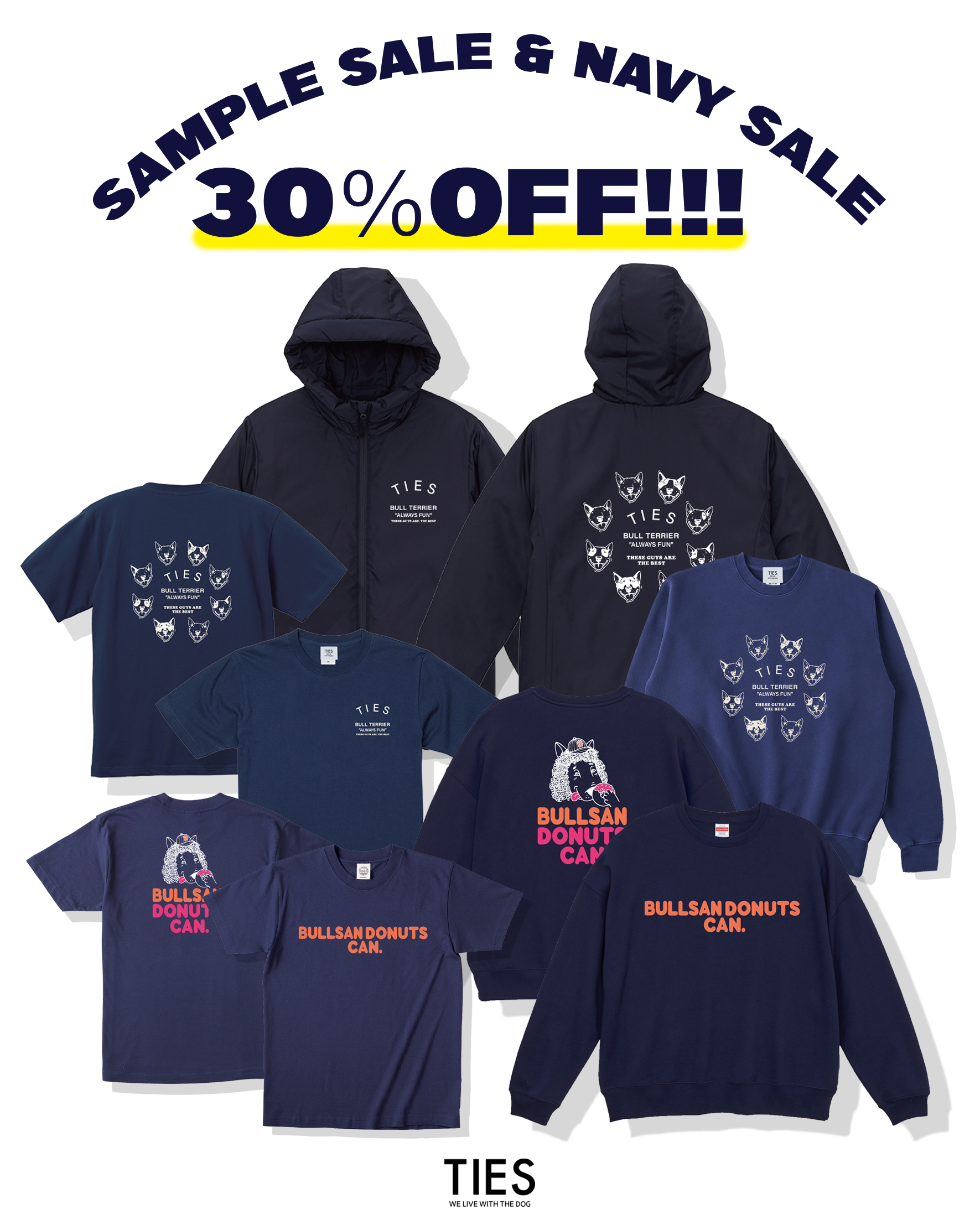 本日の20時より”ブルテリアの輪"＆”ブルサンドーナツ"サンプル＆ネイビーセール！！！