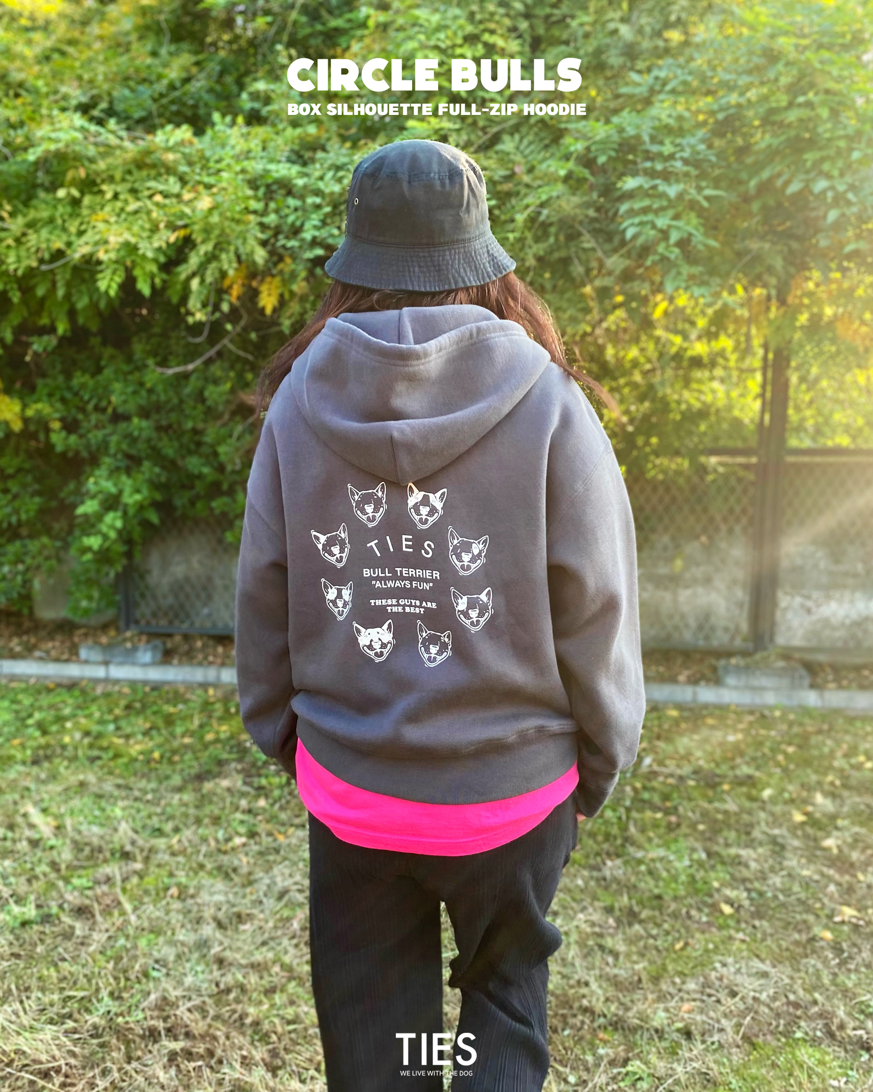 【 ブルテリアの輪 ボックスシルエットフルジップパーカー/ピグメントスウェット 】20時より再販