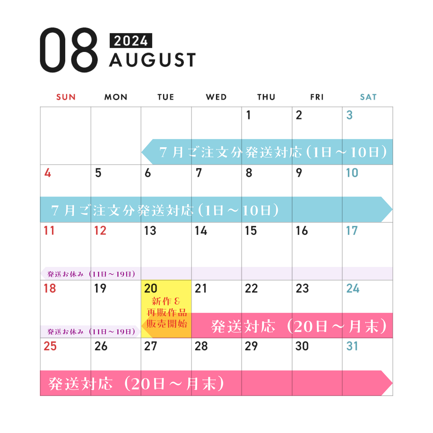 ７月のご注文の発送と、８月からのショップ運営について