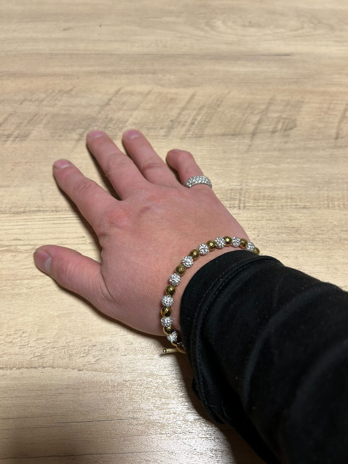 大玉6㎜ホワイト&ヘマタイトゴールド混合bracelet✨お写真ありがとうございました🙇‍♂️