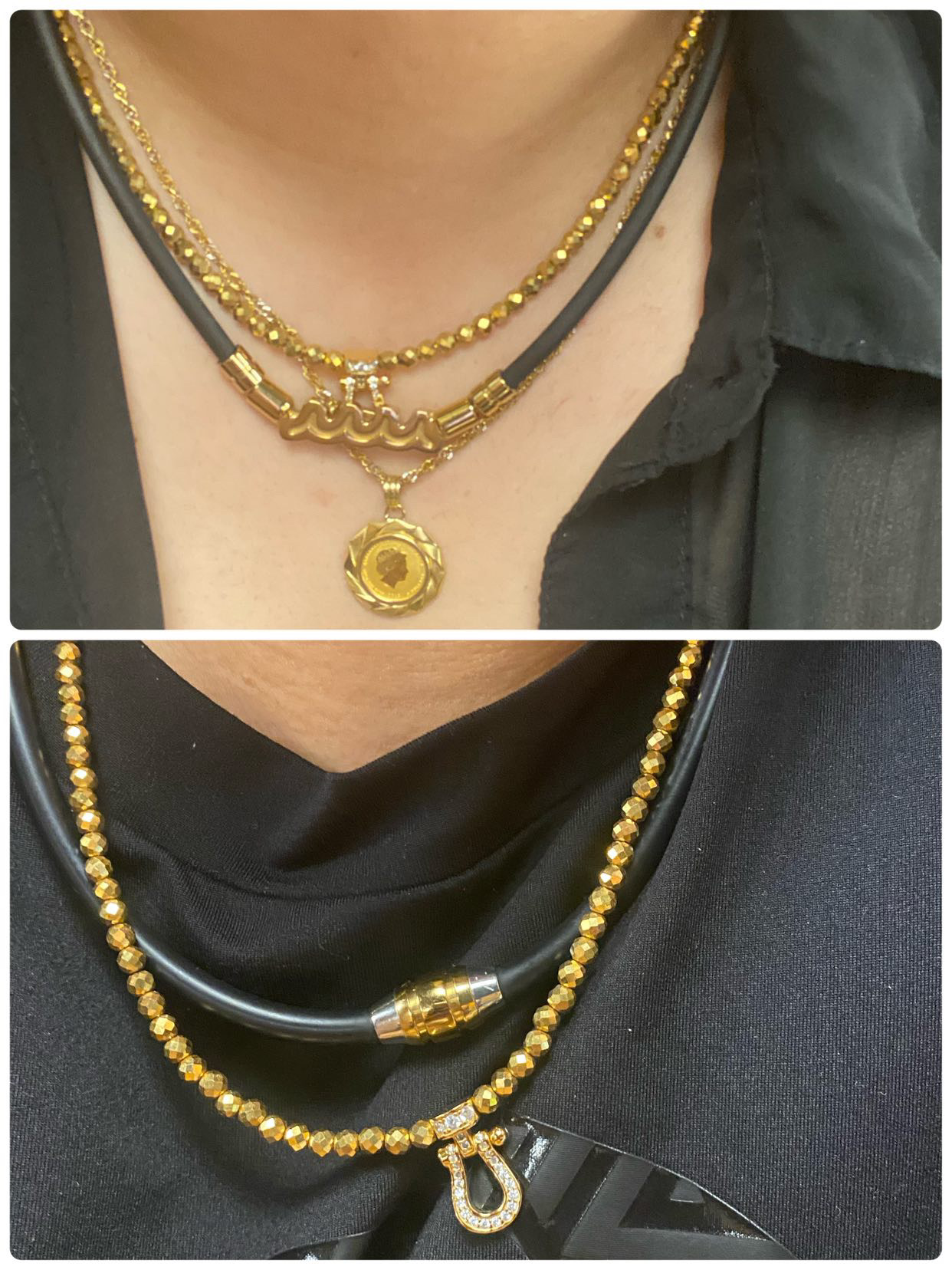 女性から男性への🎁にヘマタイトゴールドヒヅメnecklaceのお写真ありがとうございました✨