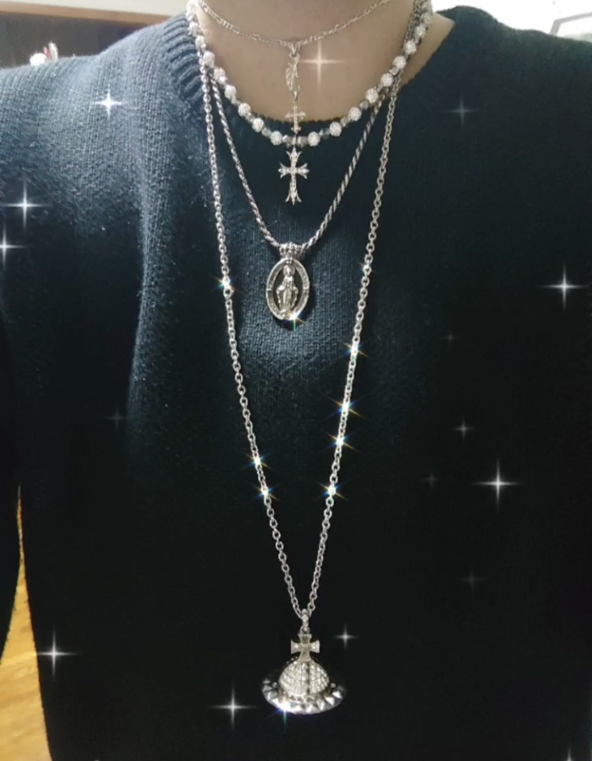 大玉6㎜テラヘルツ＆ホワイトnecklace✨ありがとうございました🙇‍♂️