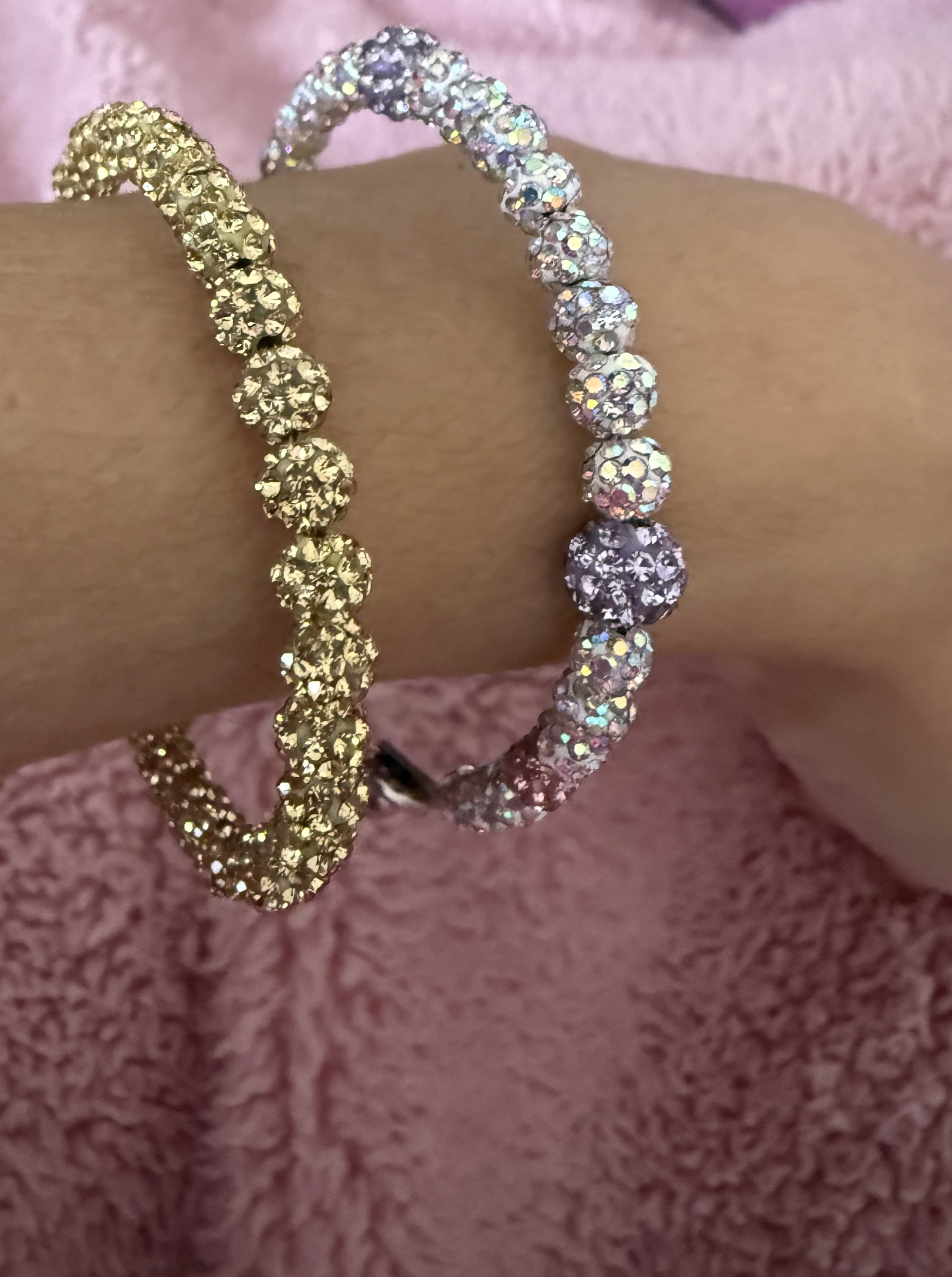 パールホワイト＆ラベンダー、ピンク3種混合ブレスレットのお写真ありがとうございました☺️