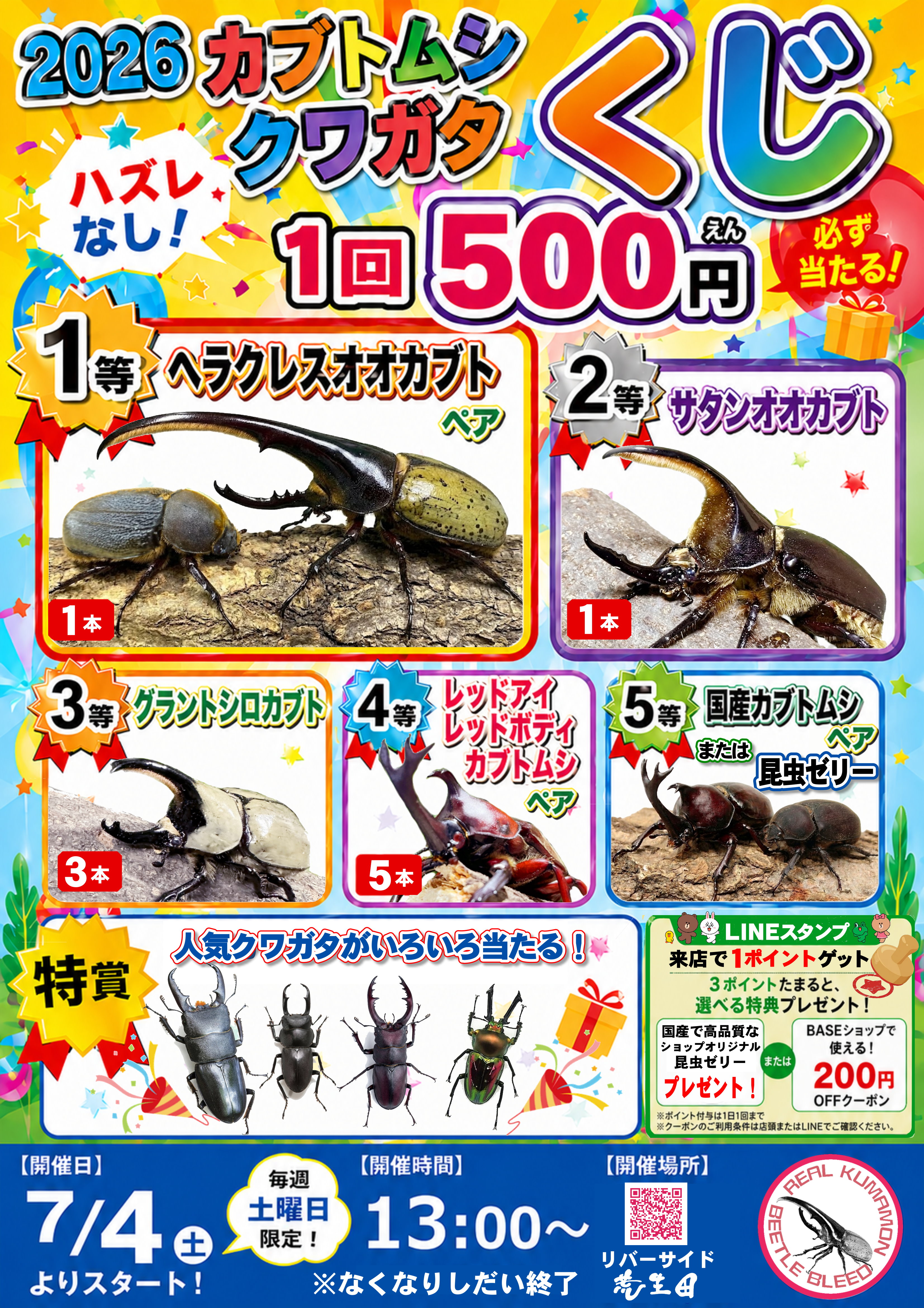 【イベント開催のお知らせ】2026 カブトムシ・クワガタくじ