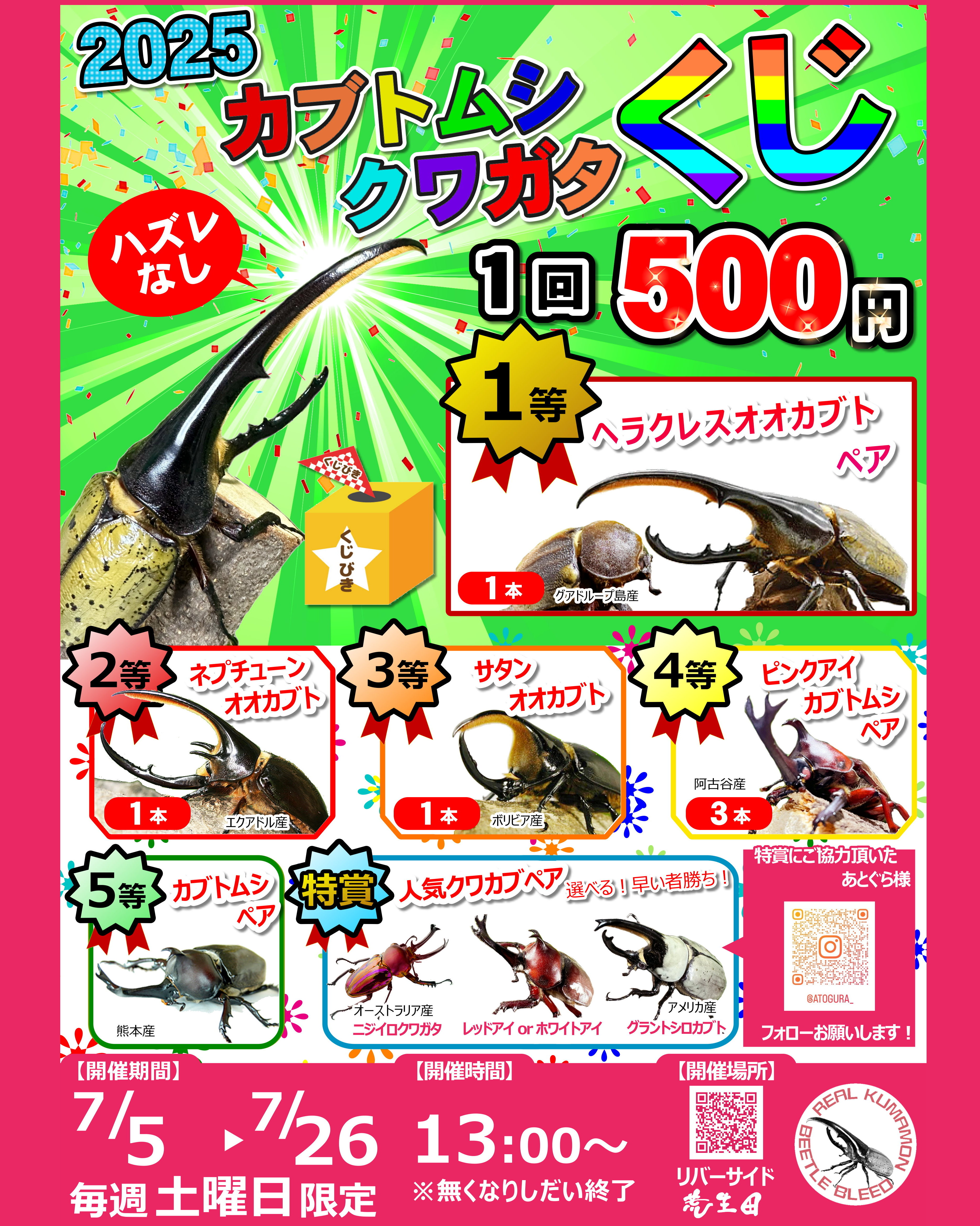 2025年カブトムシ・クワガタくじ開催