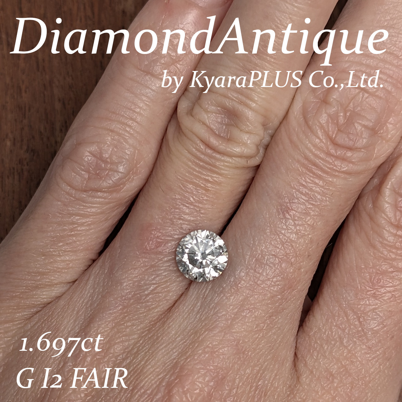 いわゆる「ペッパーダイヤ(胡椒を散らしたような黒いインクルージョン)」タイプの1粒