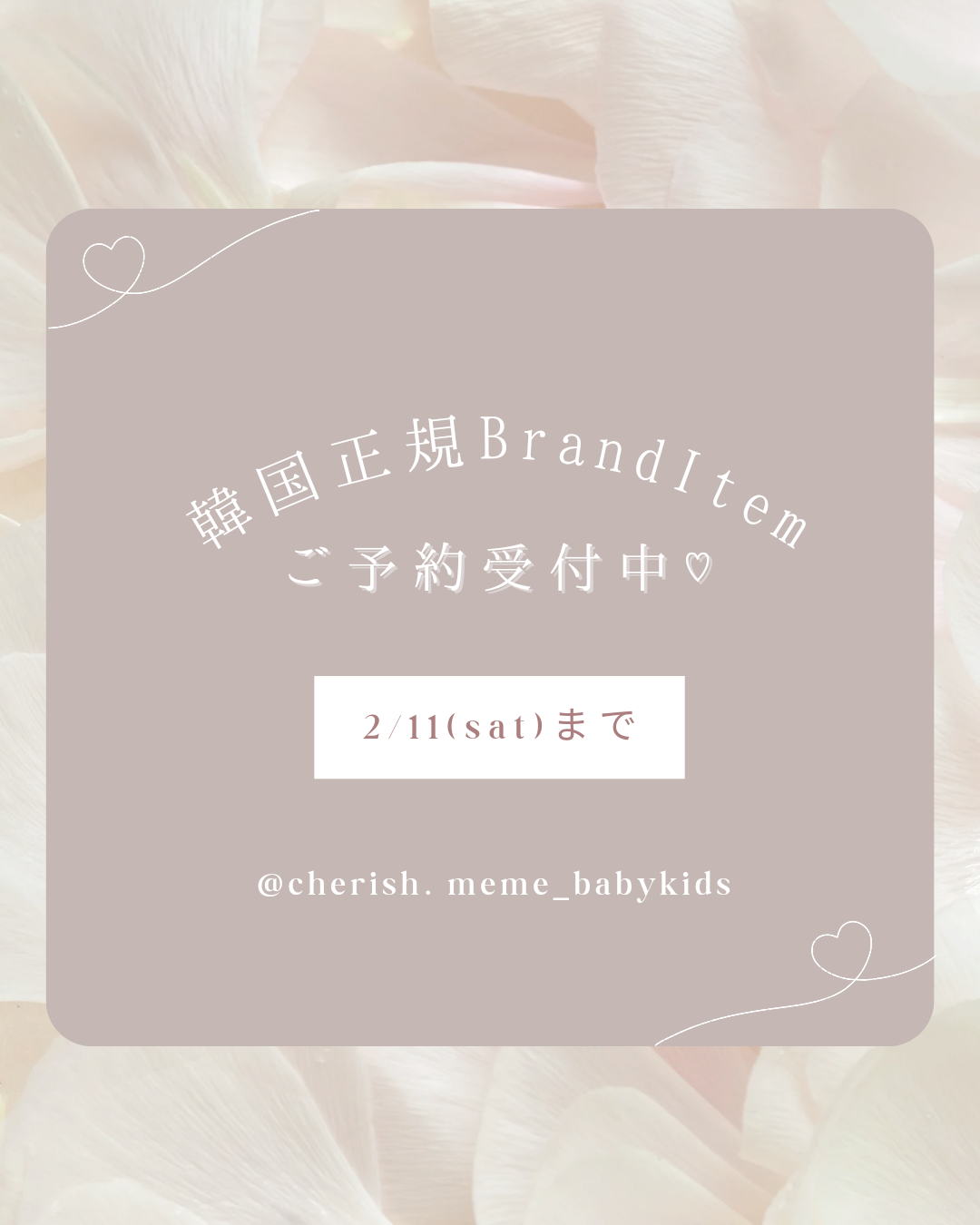 【2/11〆切】韓国正規ブランドご予約受付中です
