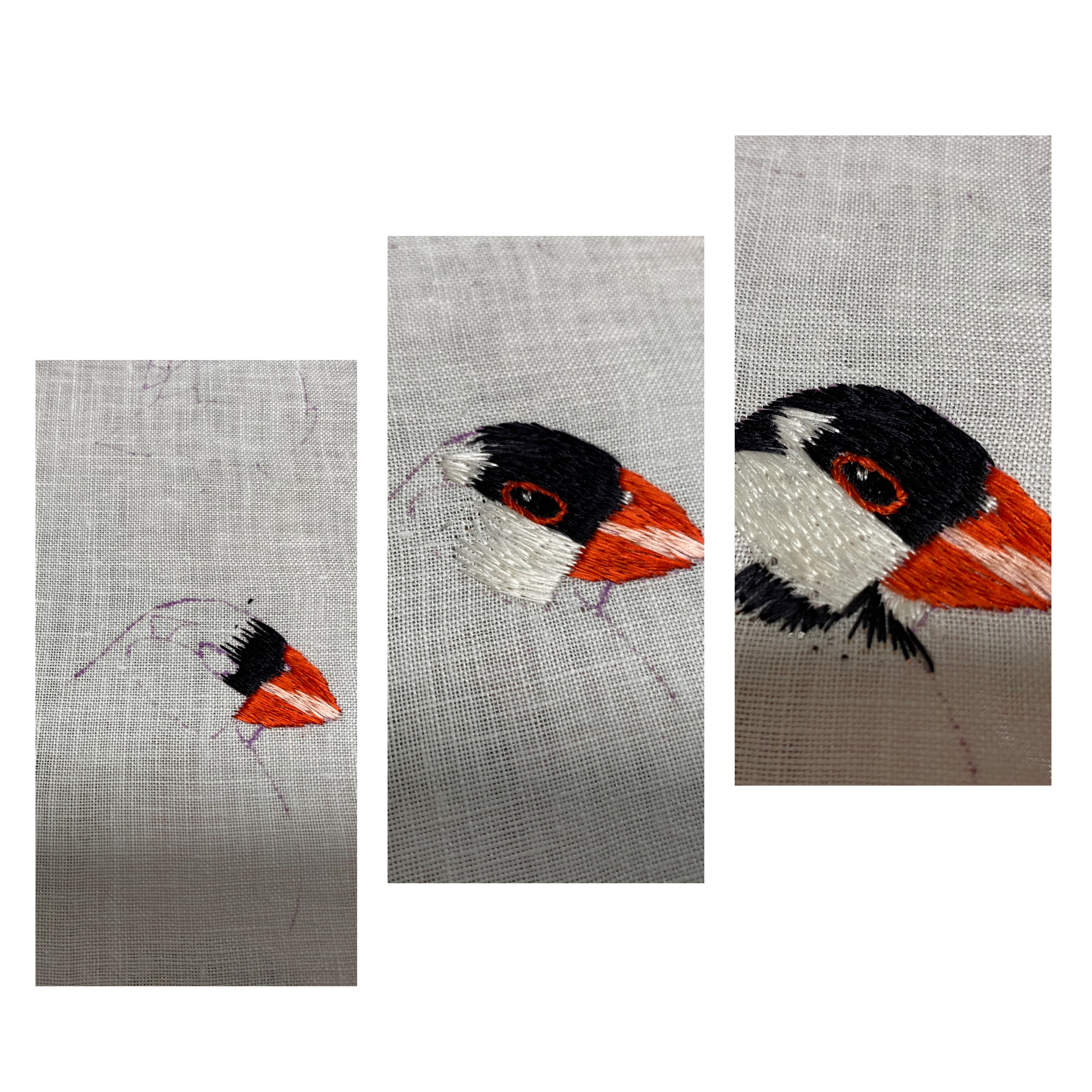刺繍で文鳥🪡