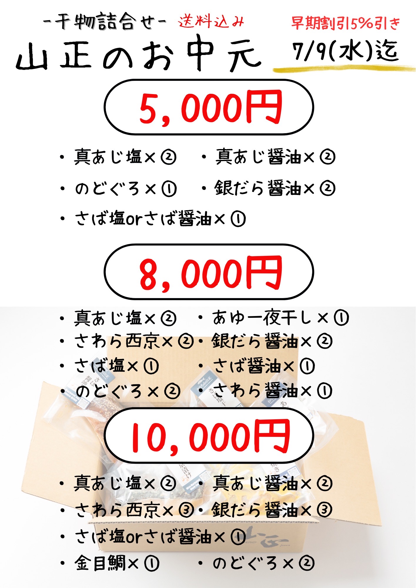 【早割5％OFF 7/9まで！】山正のお中元セット