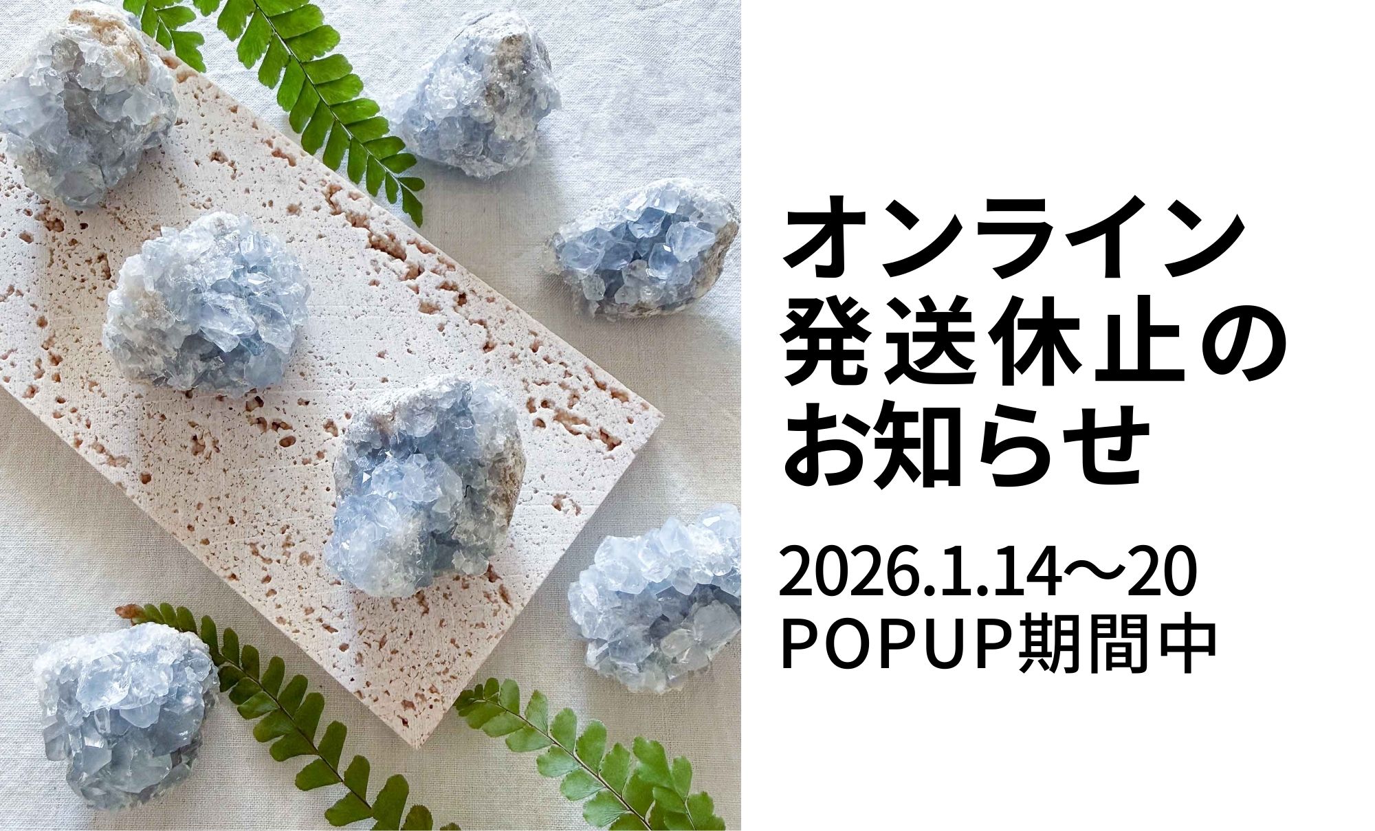 POPUP開催期間中(1月14日〜20日)のオンライン発送について