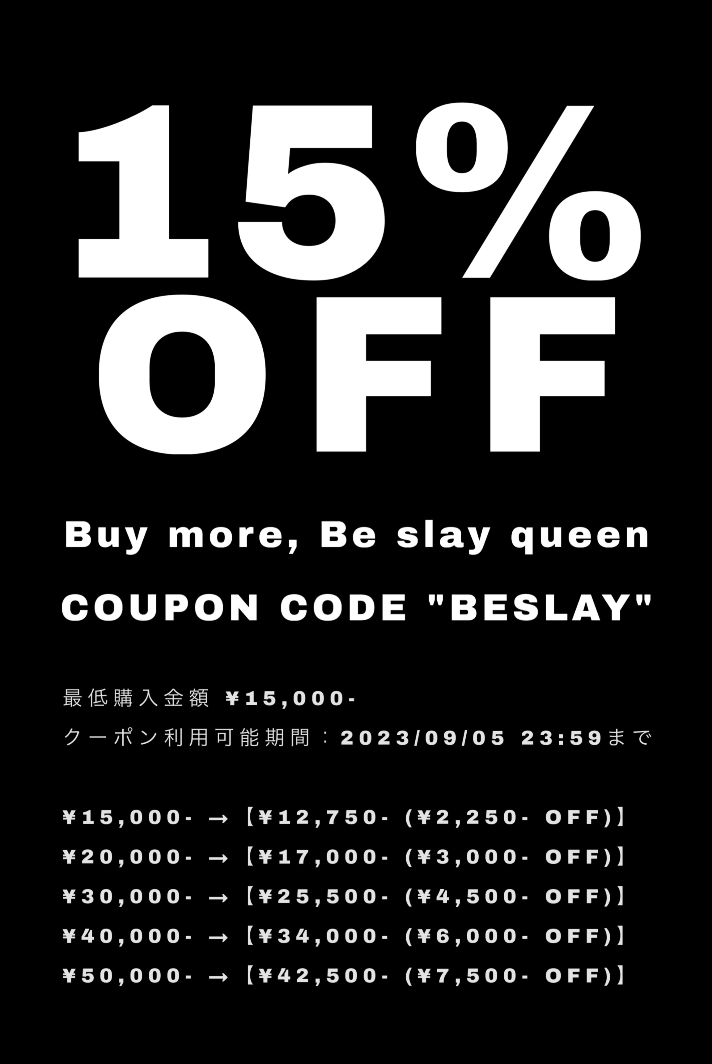 【15%OFF】COUPON CODE "BESLAY"