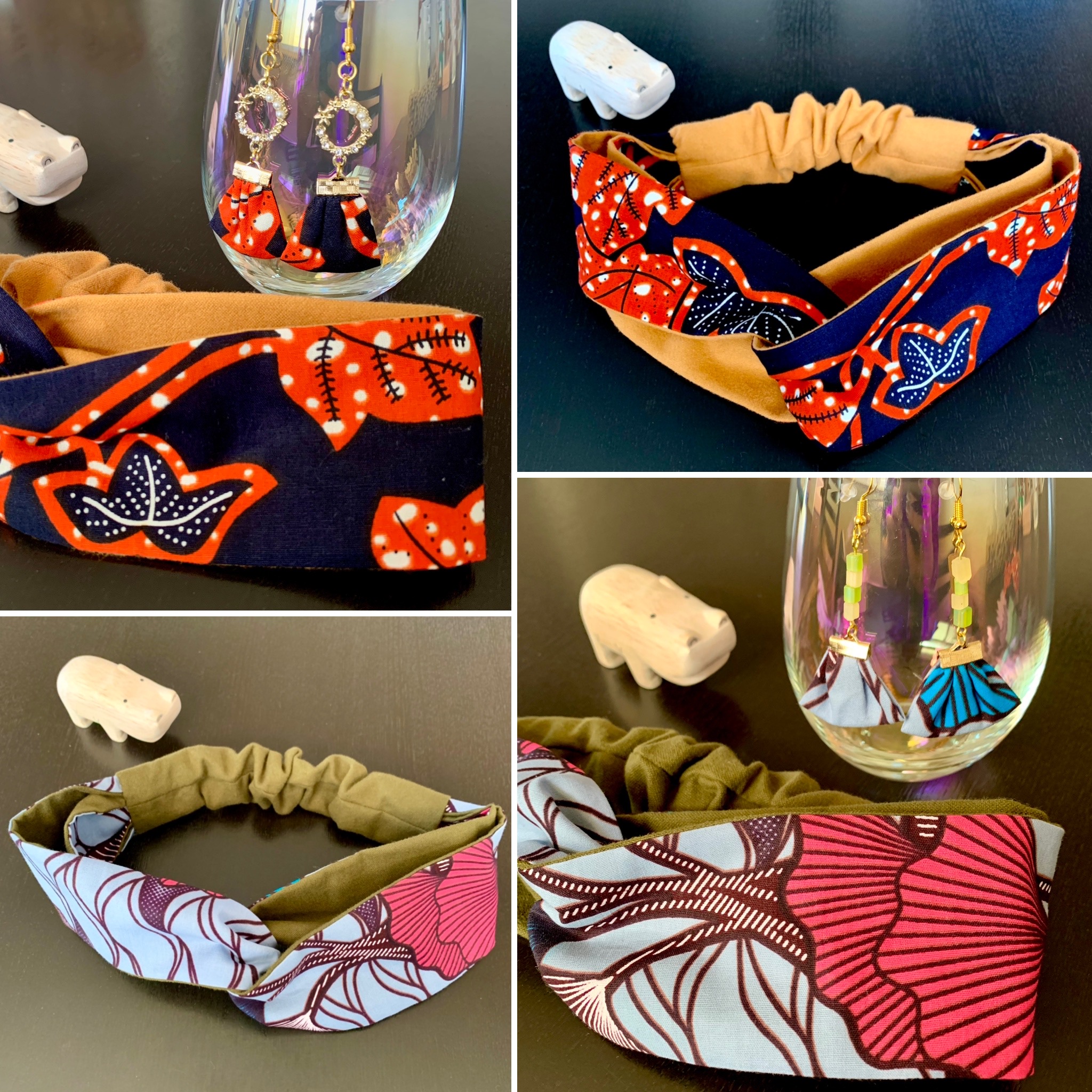 ピアスとお揃い生地のヘアターバン 入荷しました✨