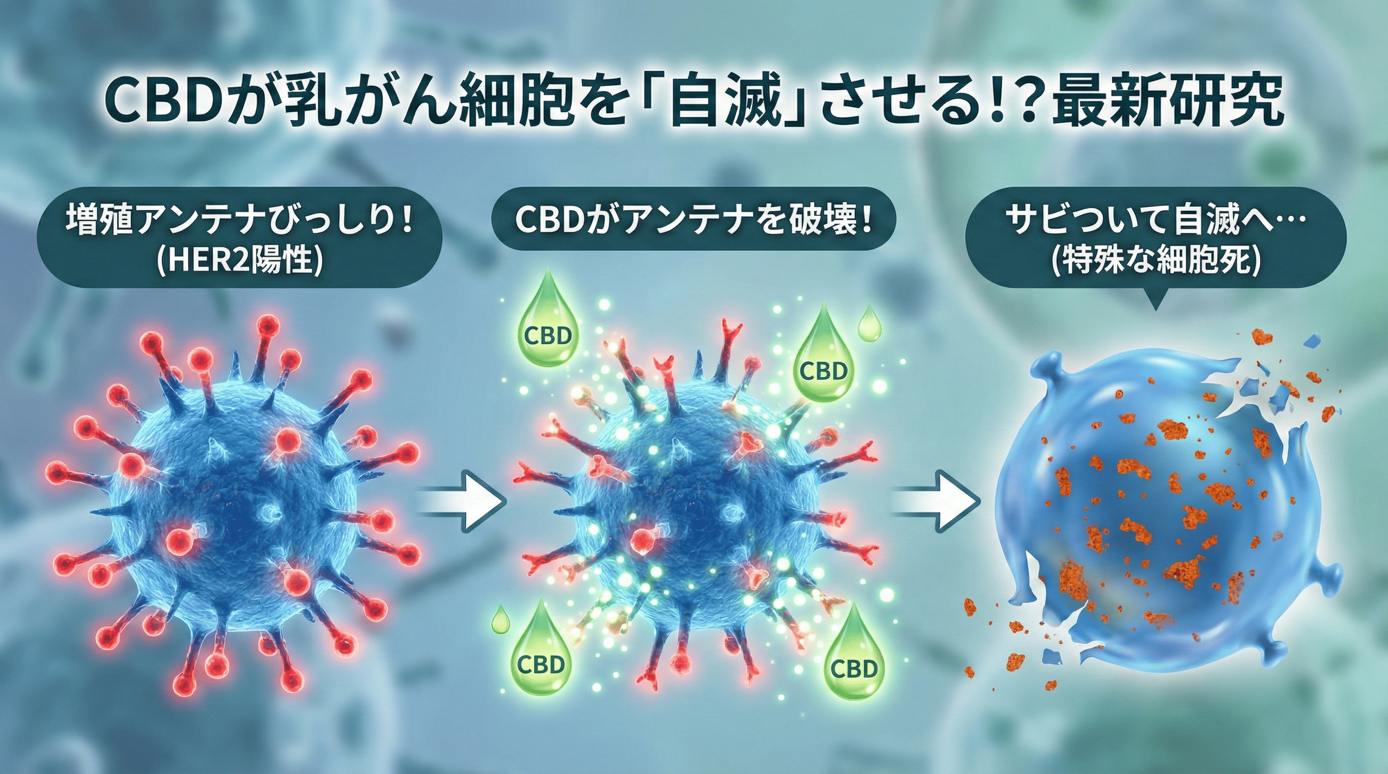 CBDが陽性乳がん細胞(HER2)に作用？最新研究をわかりやすく解説