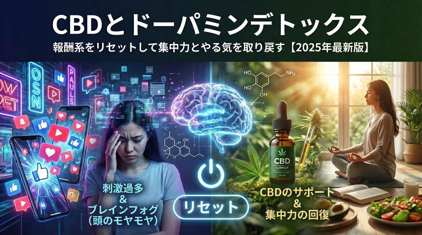 CBDとドーパミンデトックス｜報酬系をリセットして集中力とやる気を取り戻す方法【2025年最新版】