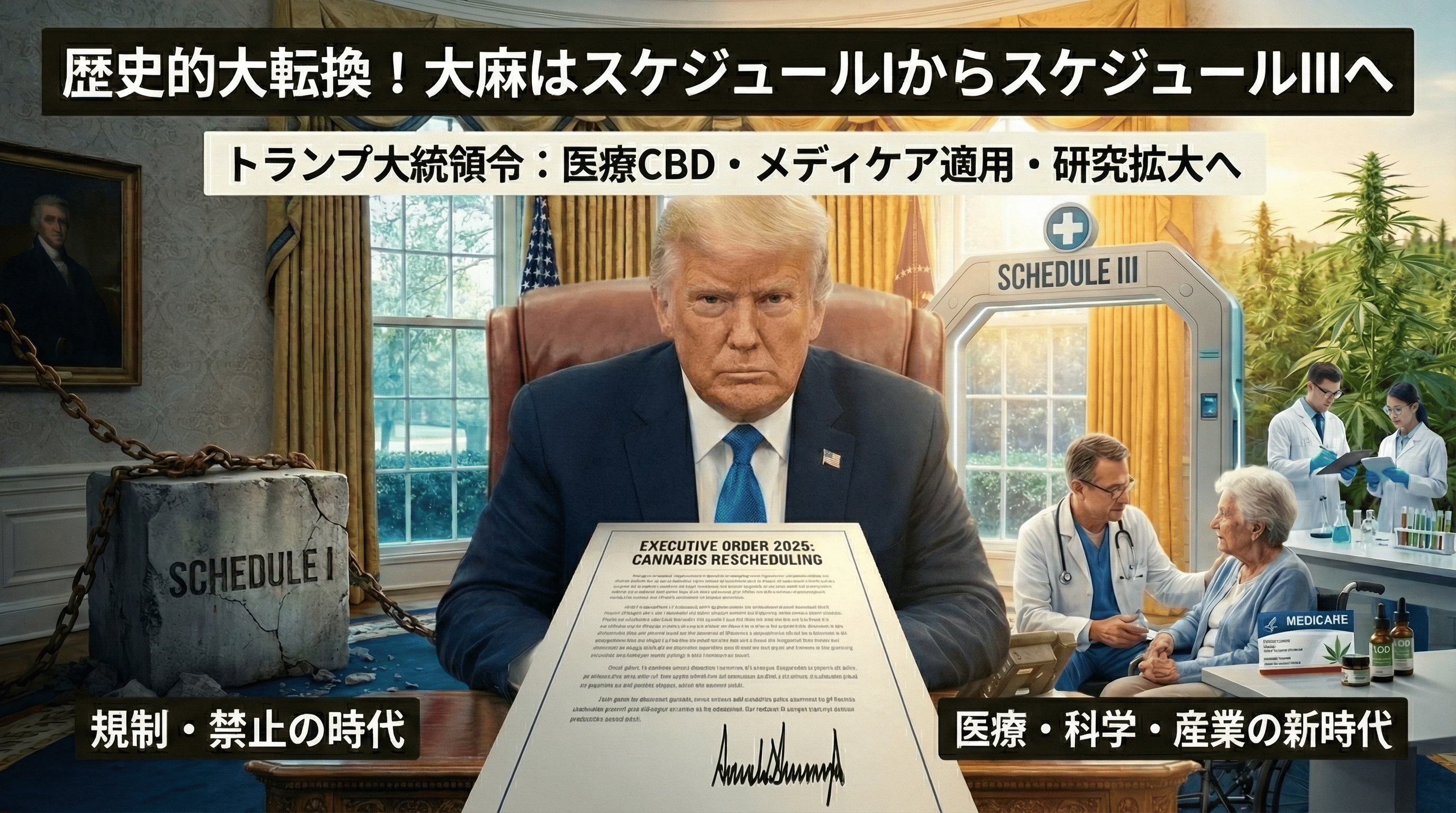 トランプ大統領が大麻政策を大転換へ｜医療CBD、ヘンプ産業救済、研究拡大の幕開け！