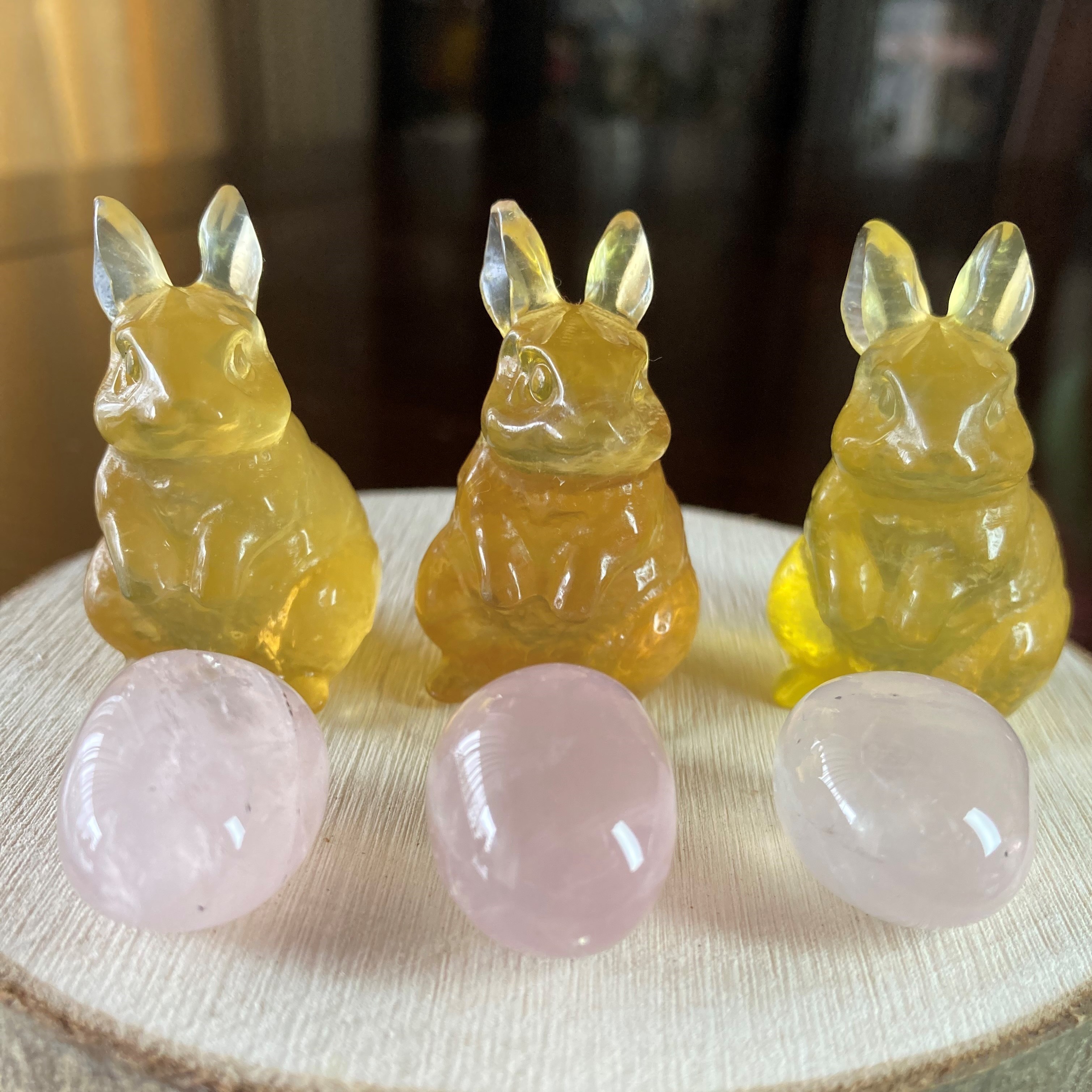 立ちウサギ　レインボーフローライト +　タンブルセット　再入荷しました。