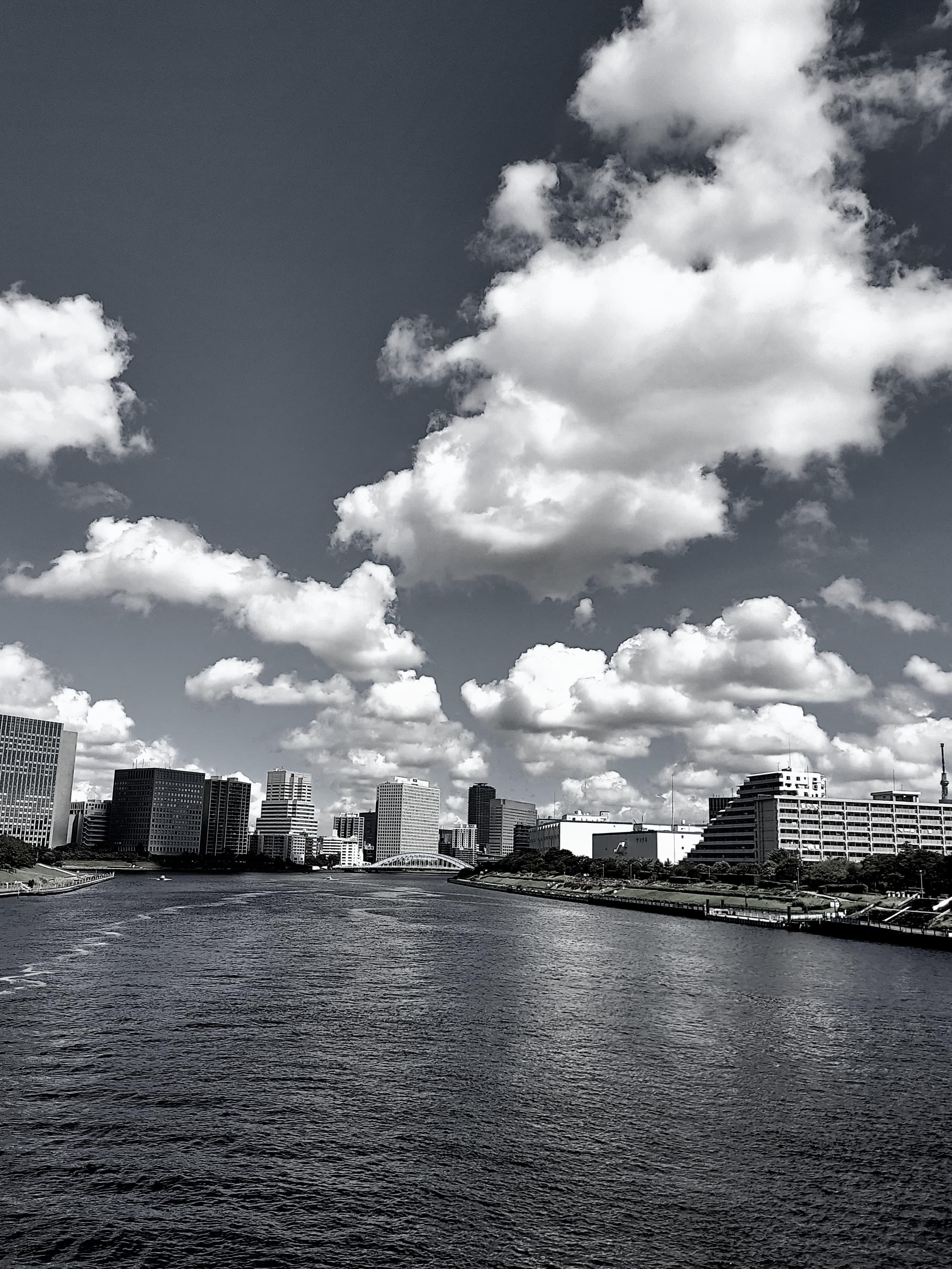 令和四年　一本の大きな橋の上の秋空に