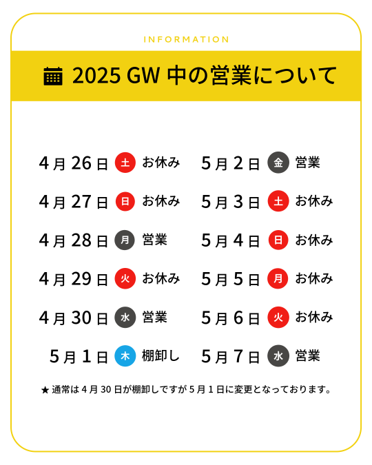 GW期間中について