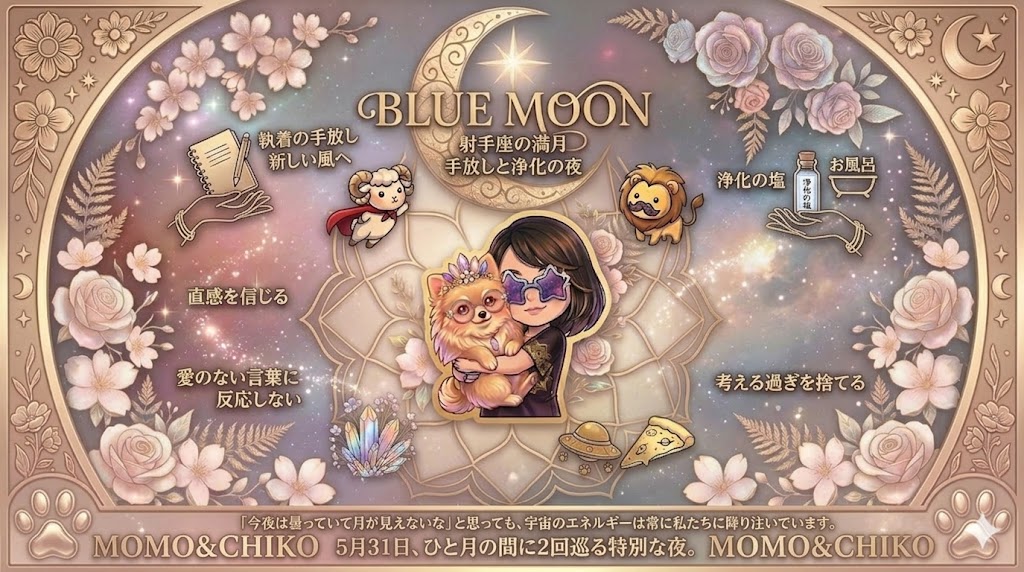 🌝✴️今夜は特別なブルームーン。お空の愛犬と繋がる満月の夜