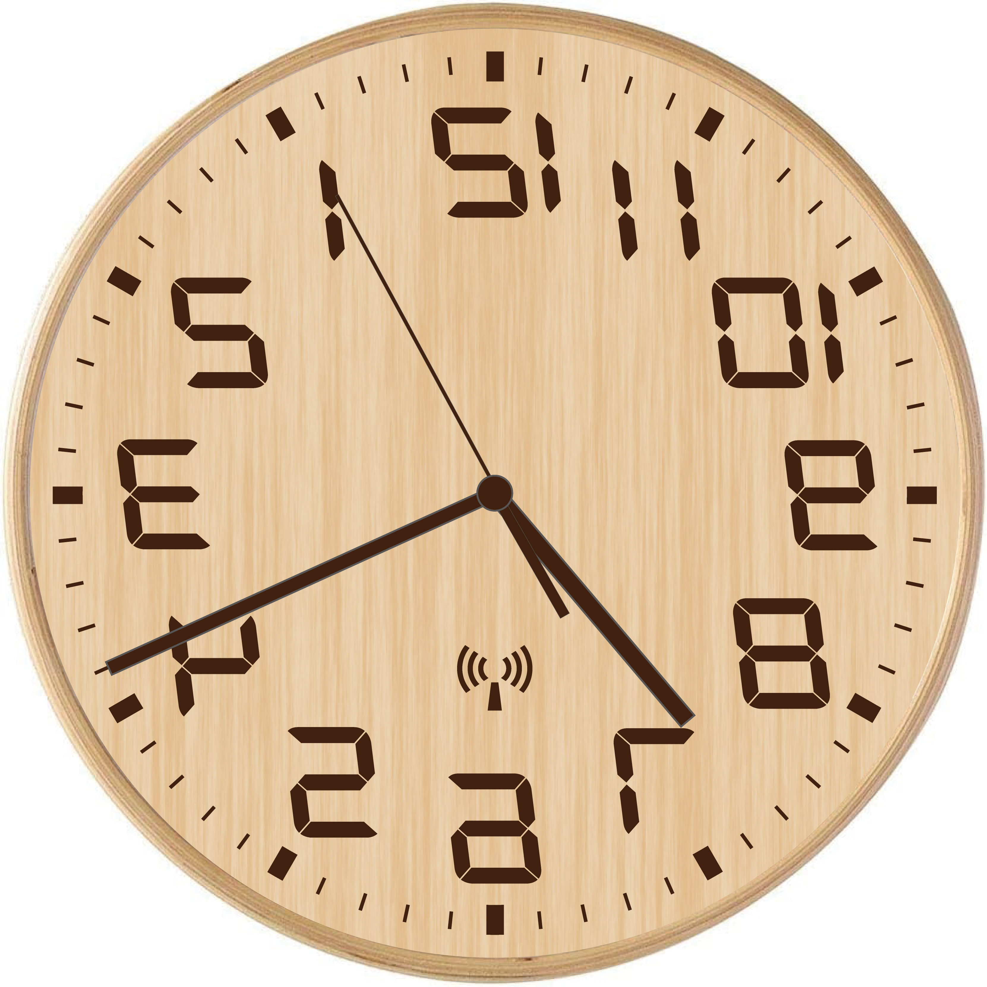 デジタル表示のアナログ時計