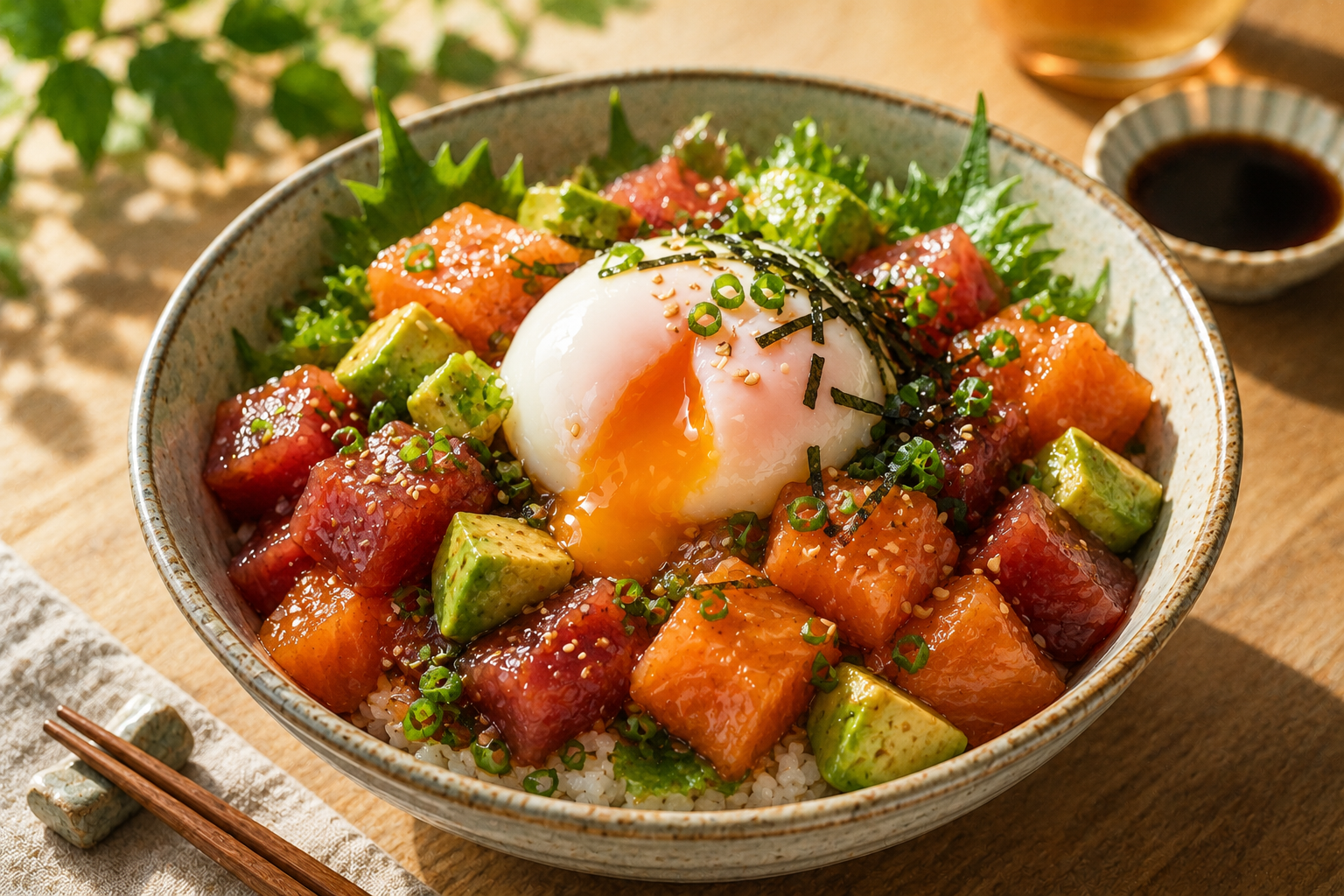 世界のごはん×たまご～ハワイ気分🌺ポキ丼×半熟卵で夏バテ対策～