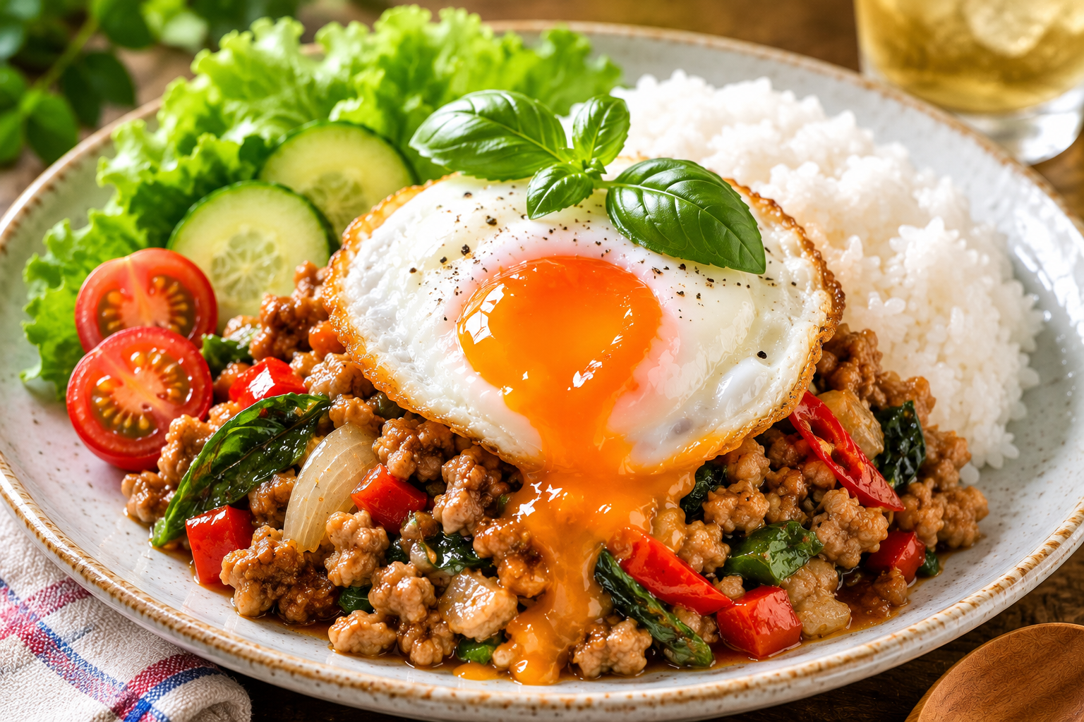 世界のごはん×たまご～タイ気分🇹🇭ガパオライス×半熟卵で暑い夏を乗り切る～