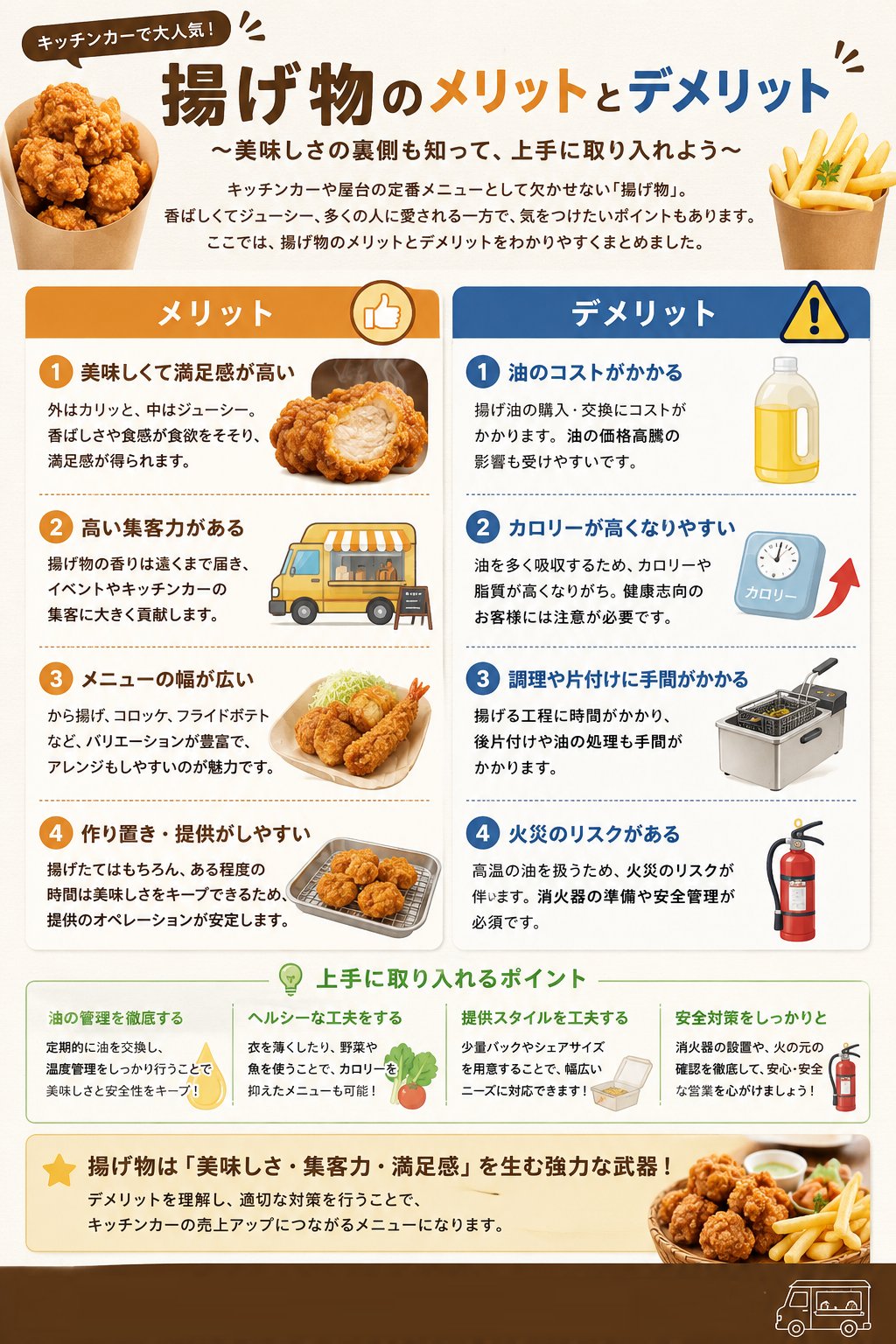 キッチンカーで人気！揚げ物メニューのメリット・デメリットを徹底解説