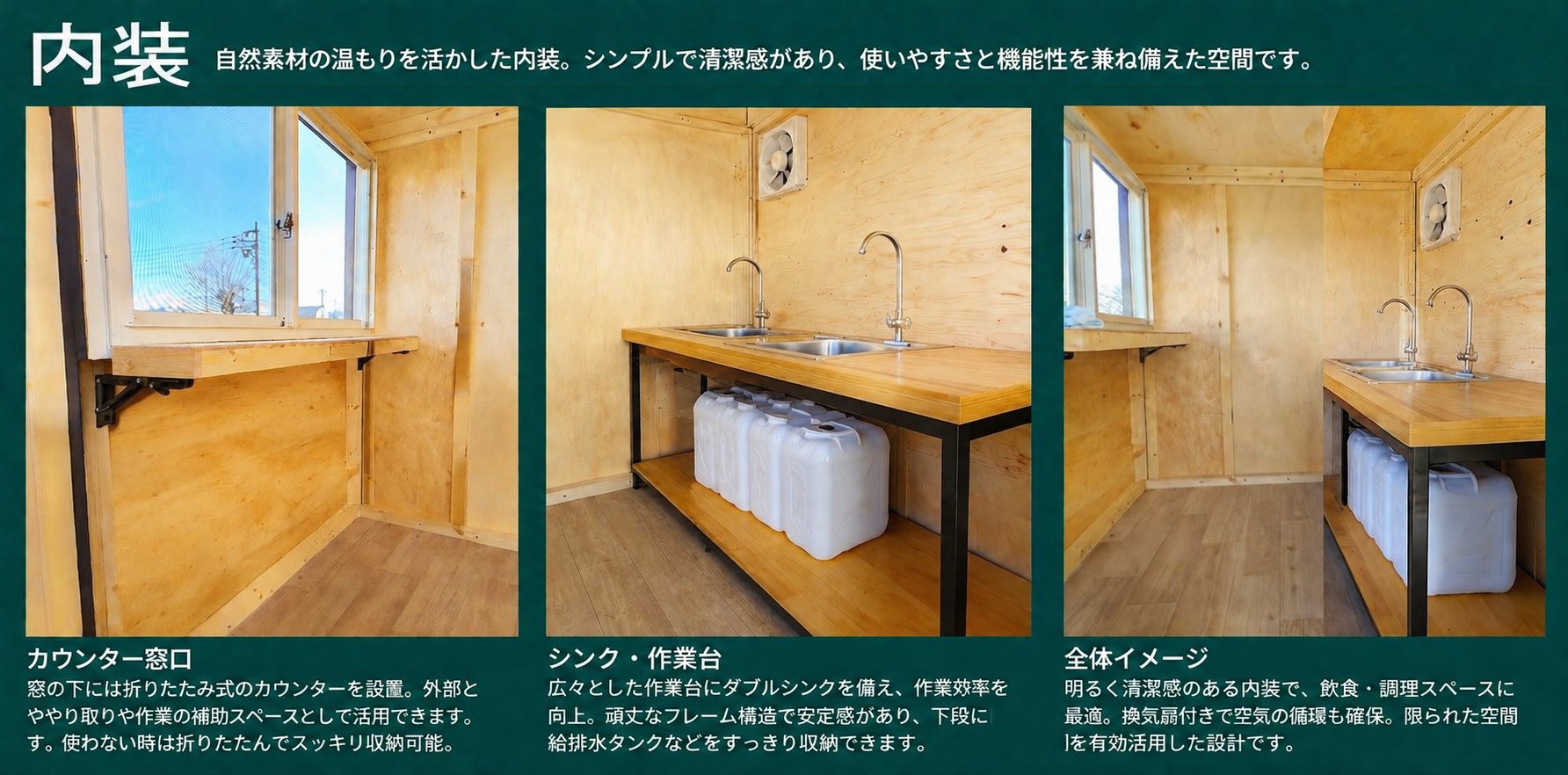 キッチンカー組立キットの内装紹介