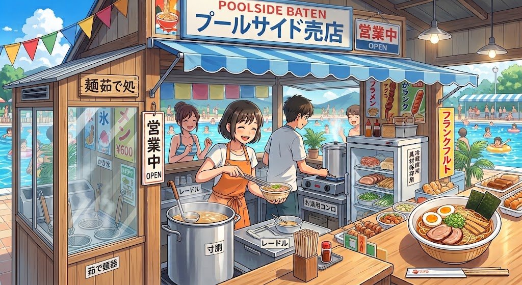 プールや観光地の売店で食べるラーメンって、なぜか無性に美味しいですよね。