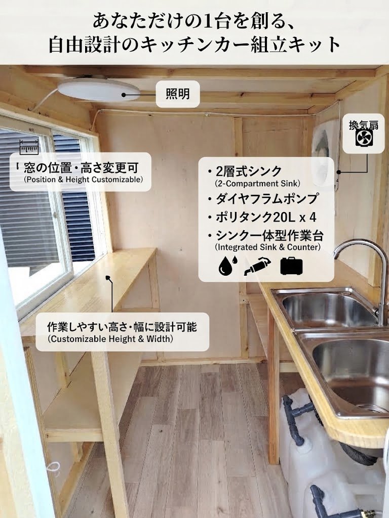 理想の空間をカタチに。キッチンカー組立キットの室内装備と「オーダーメイド」のこだわり