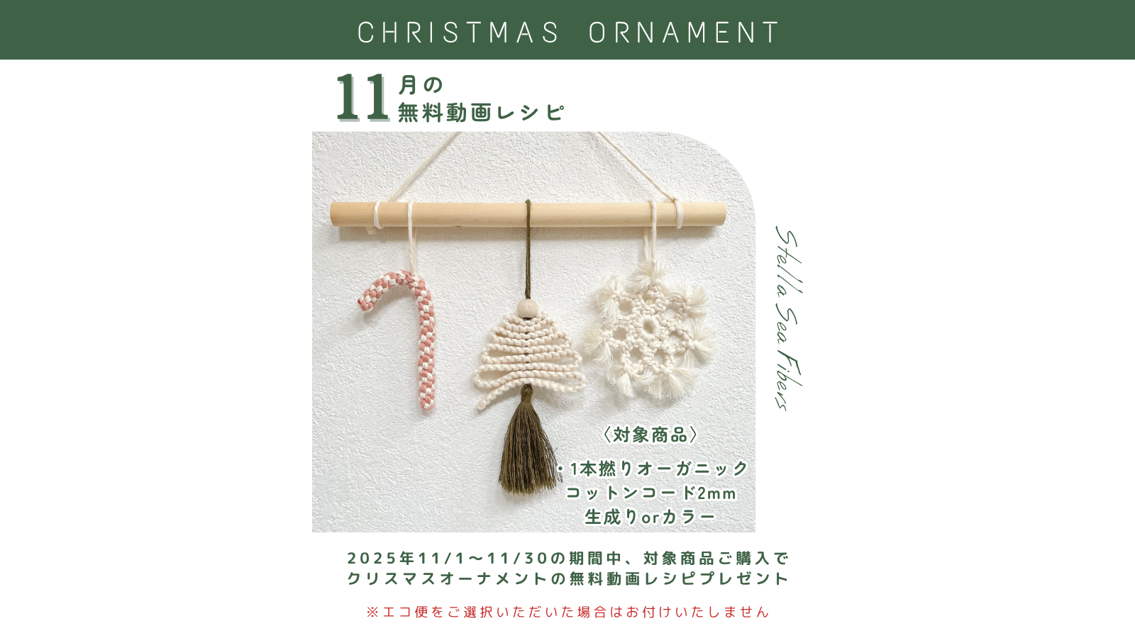 11月の無料レシピは、"クリスマスオーナメント"です！