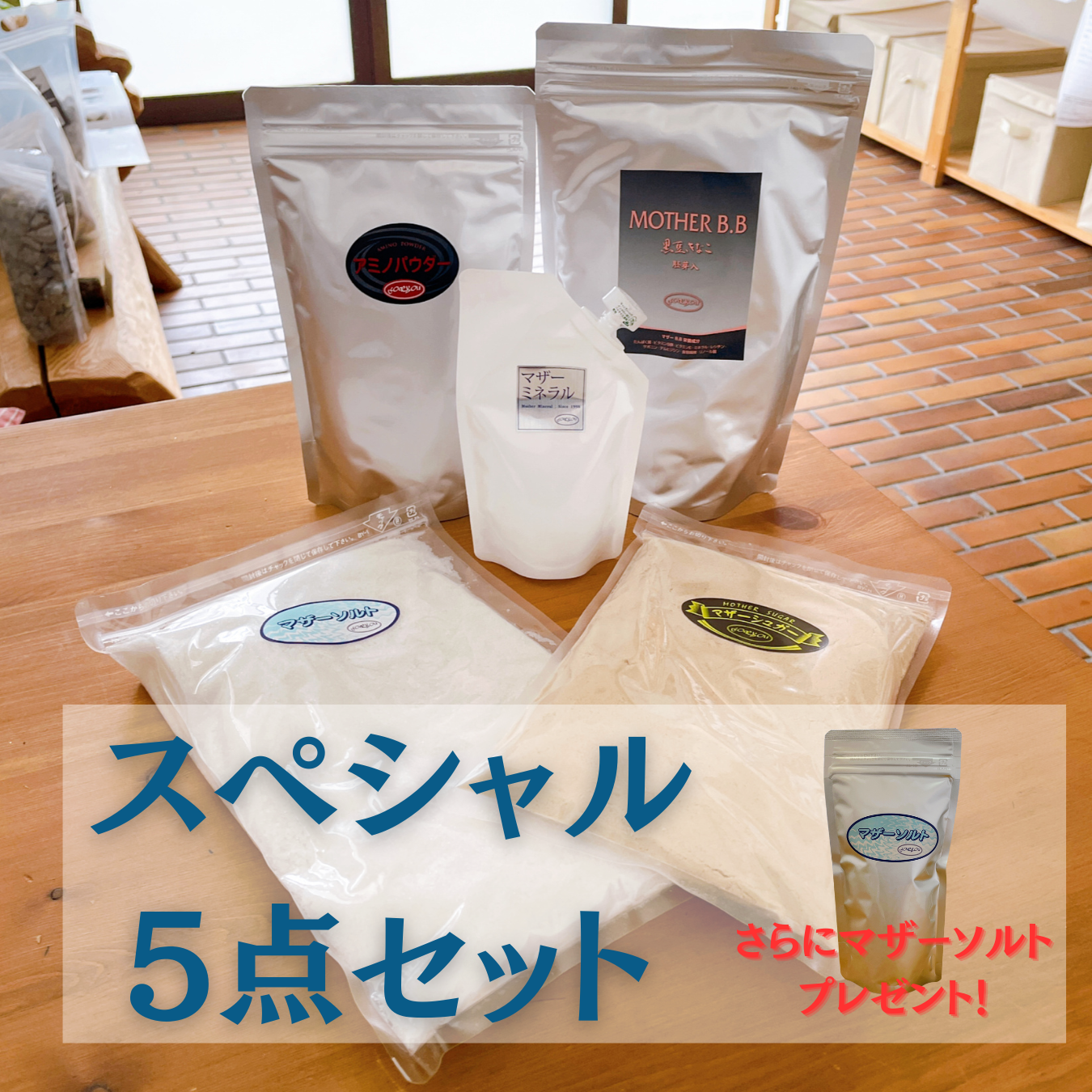 お得な5点セットにマザーソルト250gをプレゼント！
