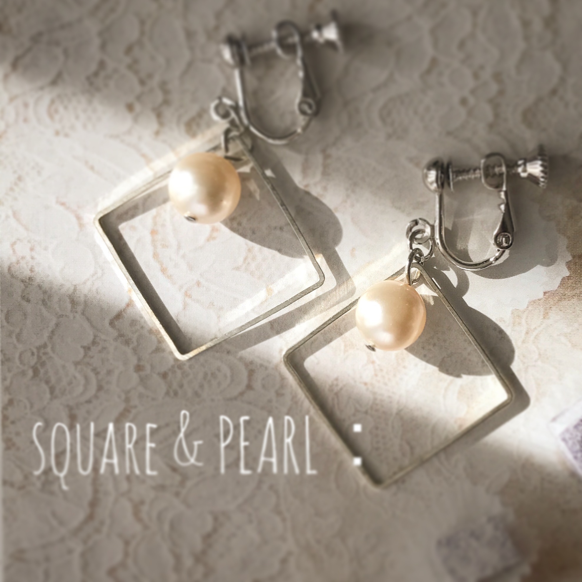 square & pearl：earring