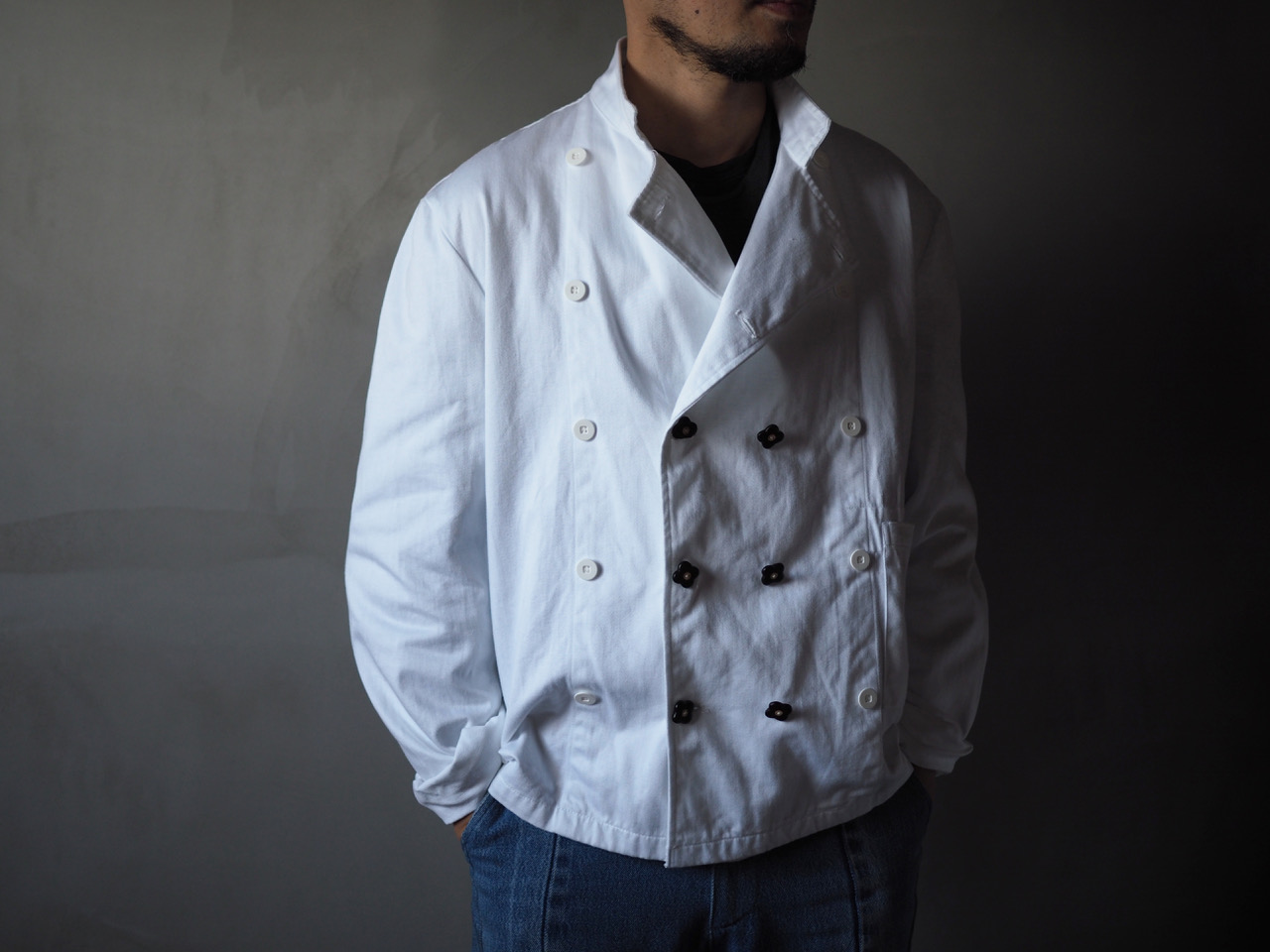 omitsuで63mokko・フラワーボタンシャツジャケットのご紹介。
