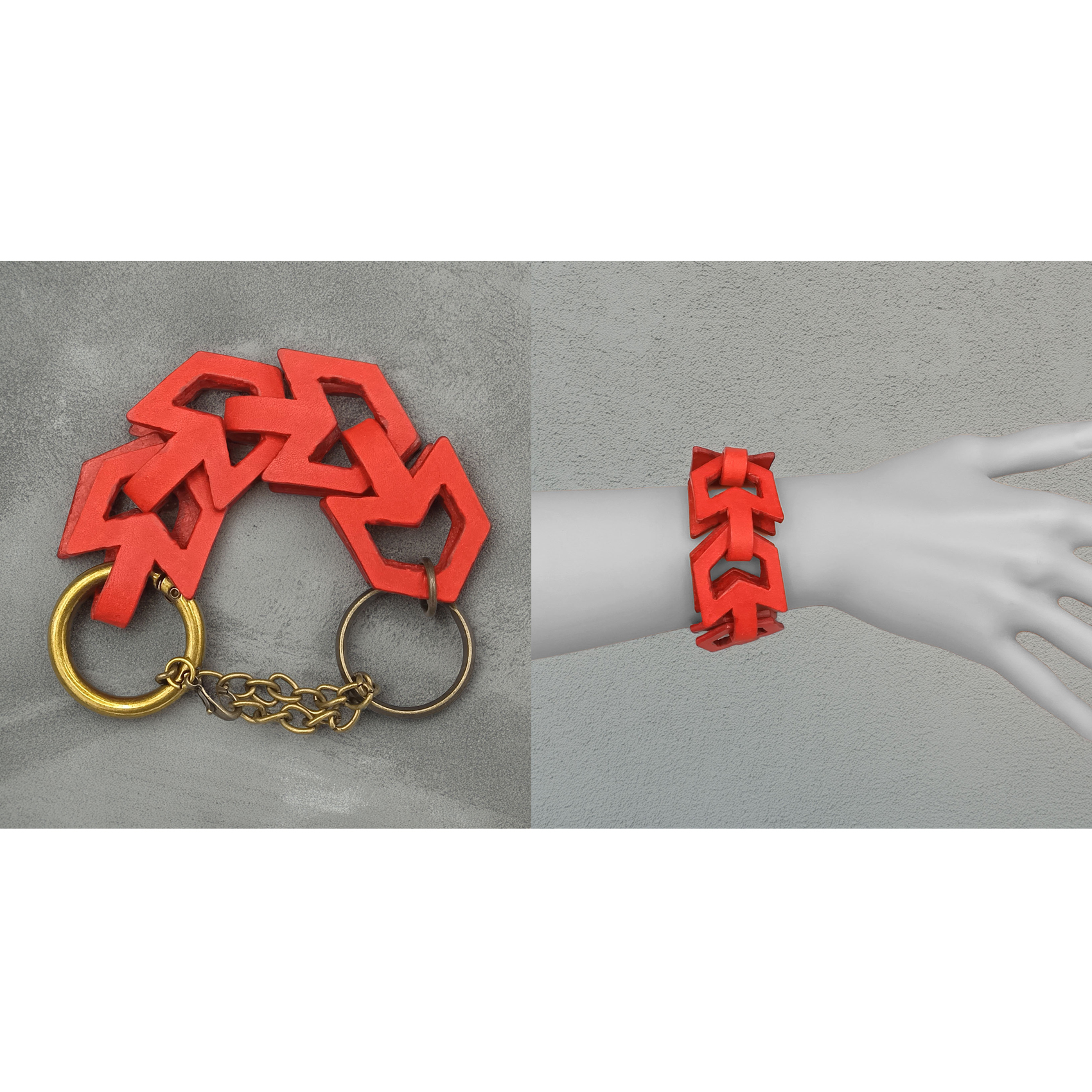 シェブロン　ブレスレット　２WAY　レッド